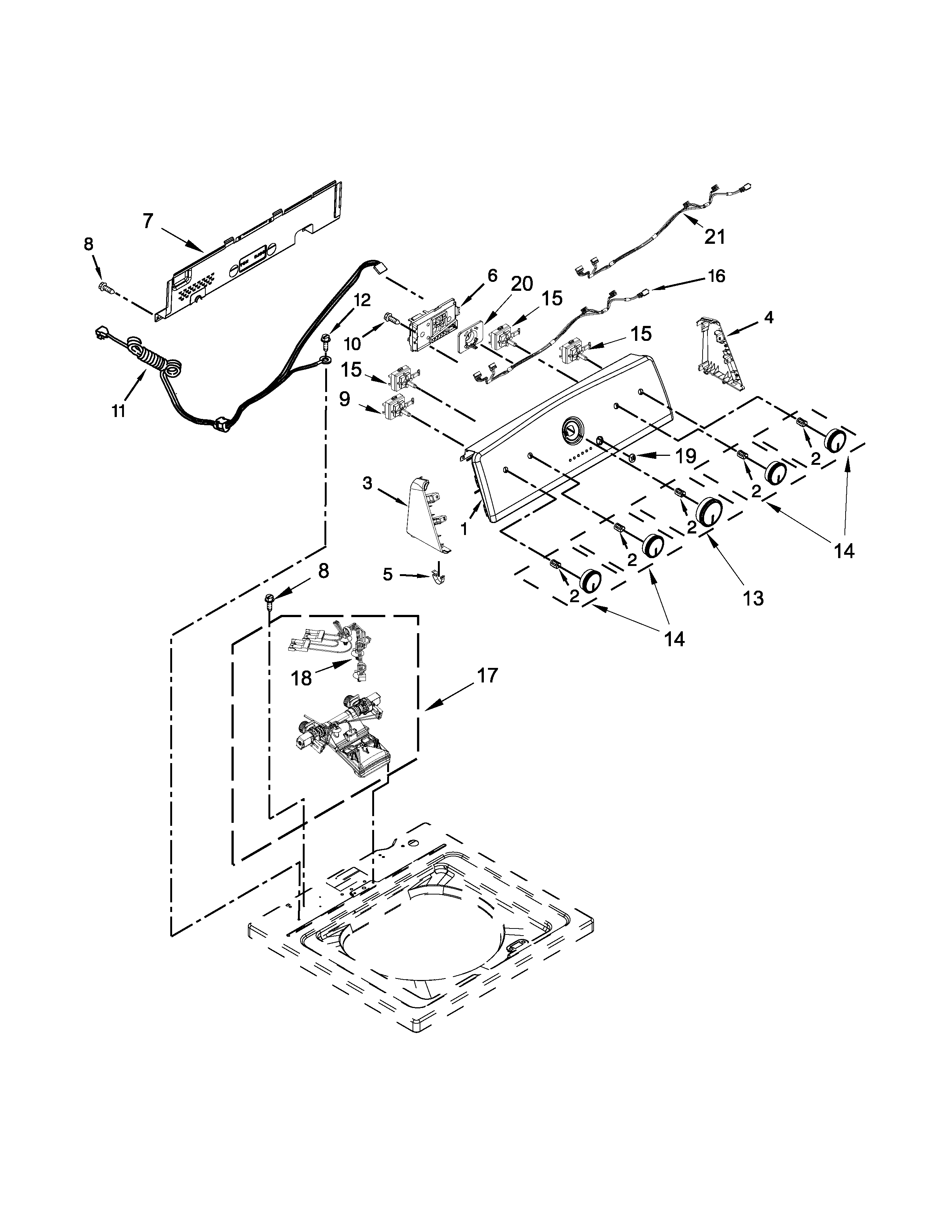 Kenmore 11025132410 console and water inlet parts diagram
