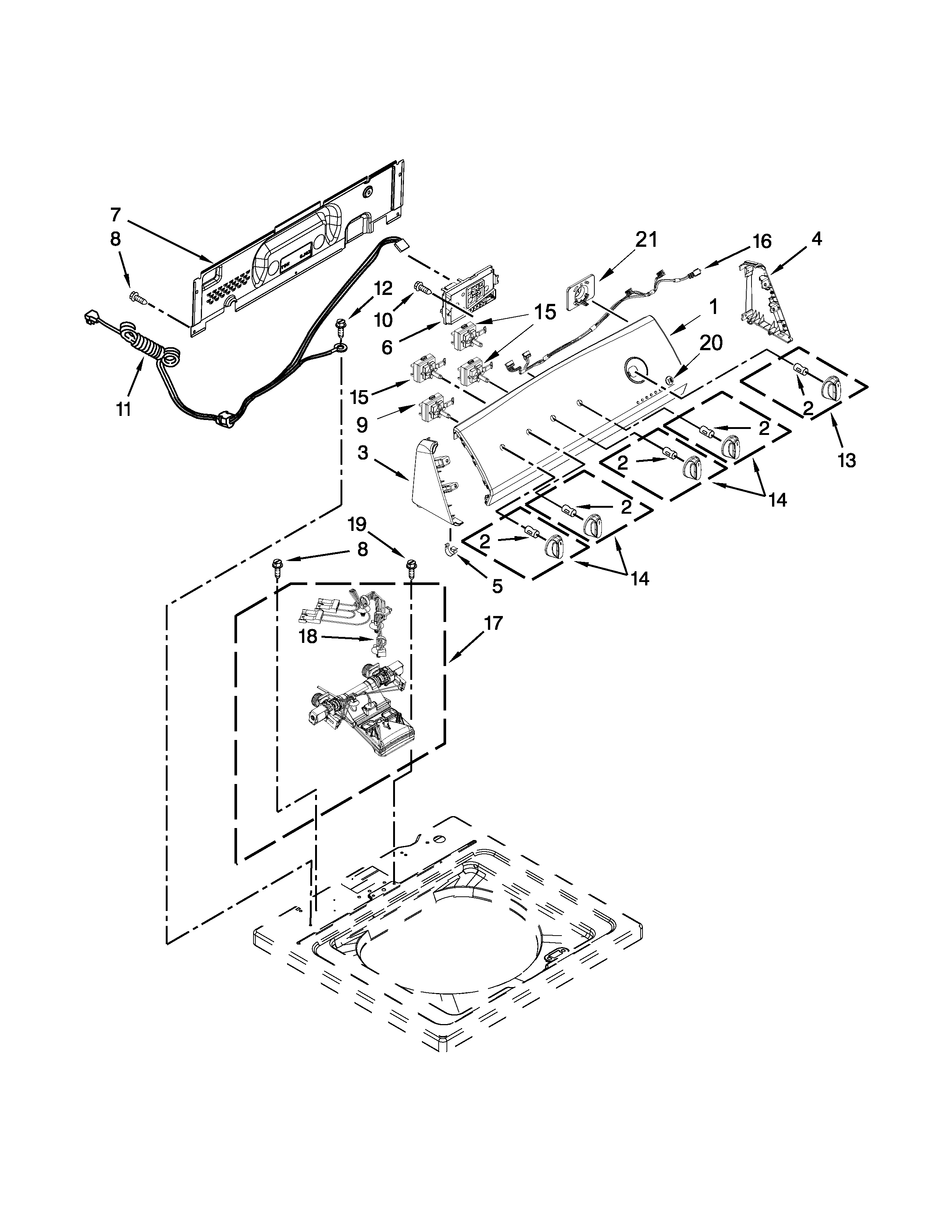 Kenmore 11021492311 console and water inlet parts diagram
