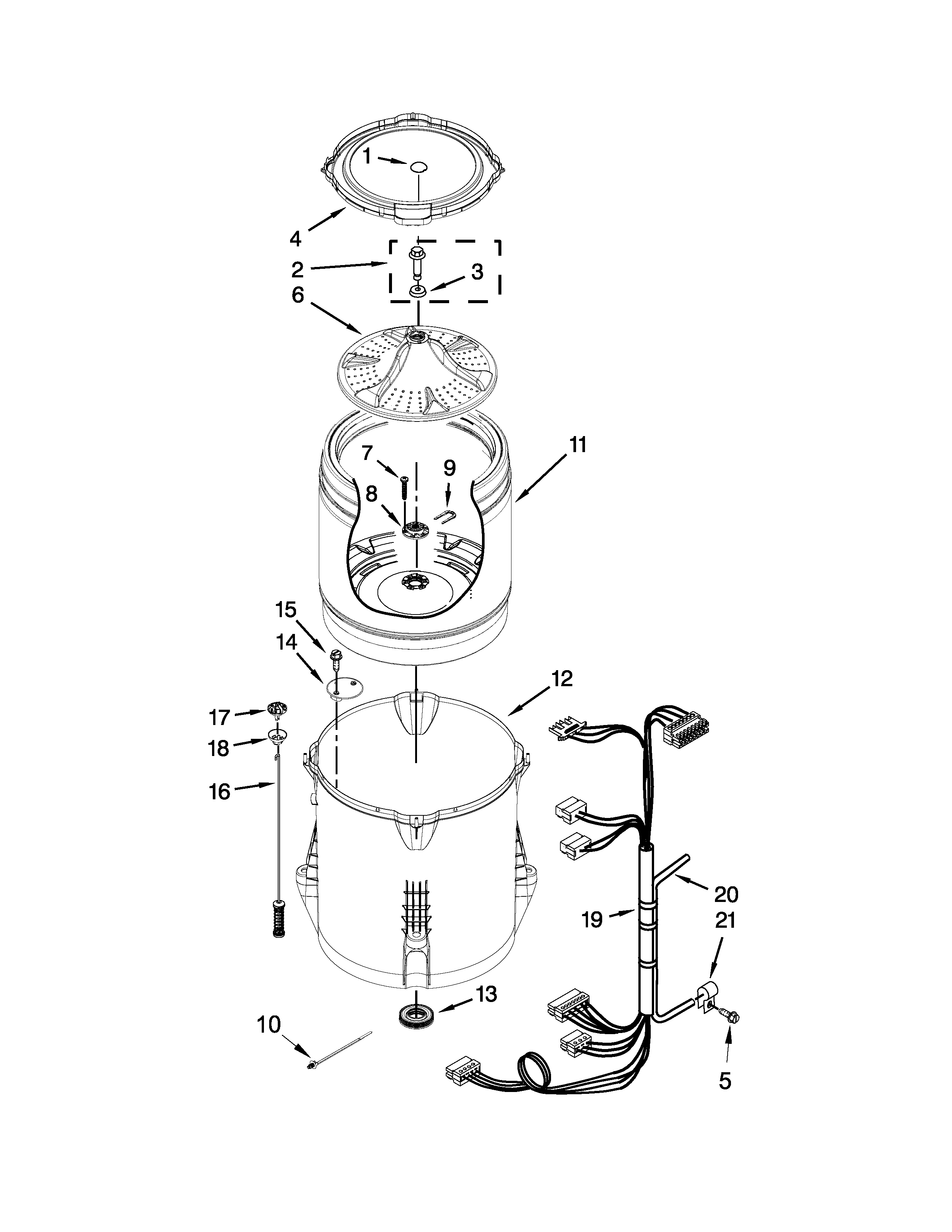 Kenmore 11021492311 basket and tub parts diagram