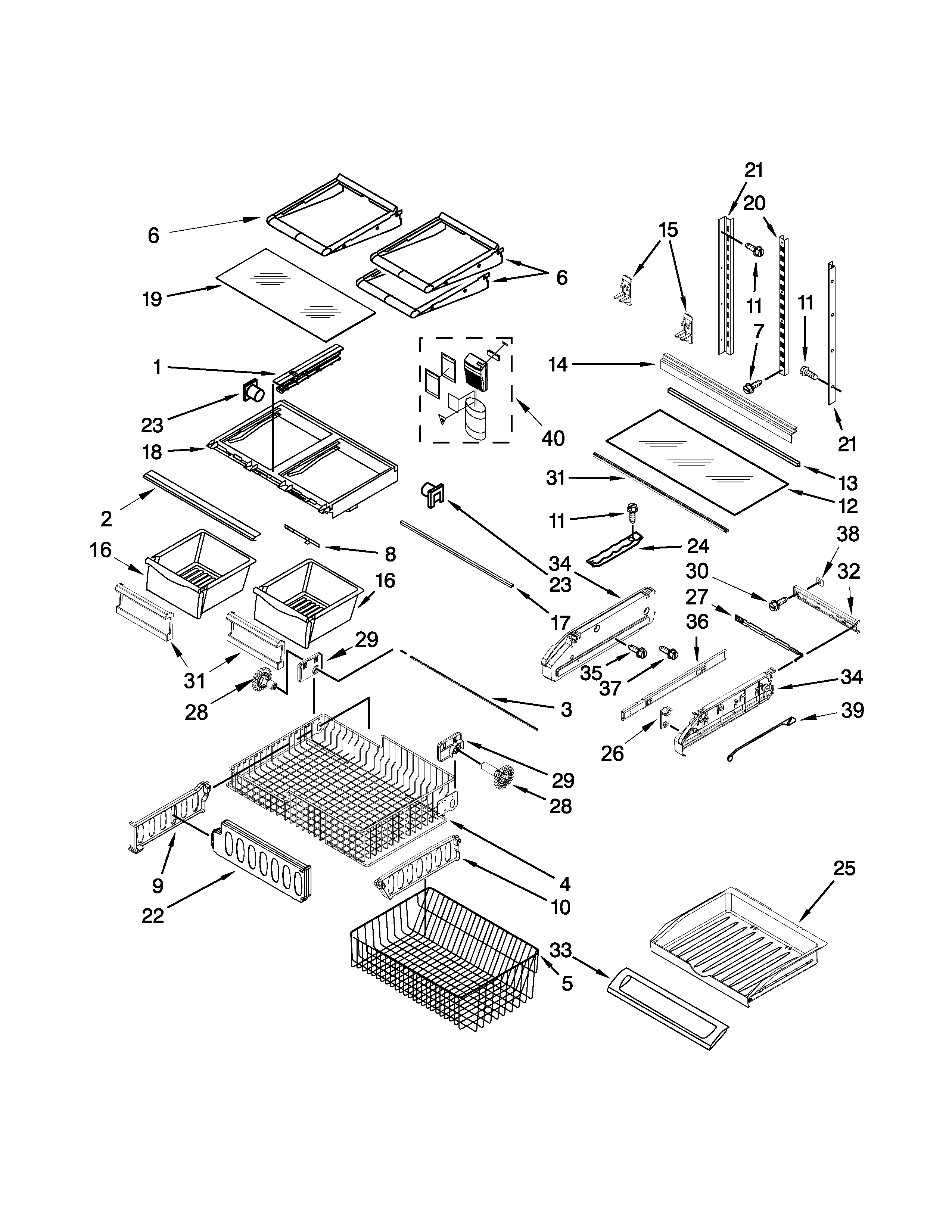 Kenmore 59679413410 shelf parts diagram
