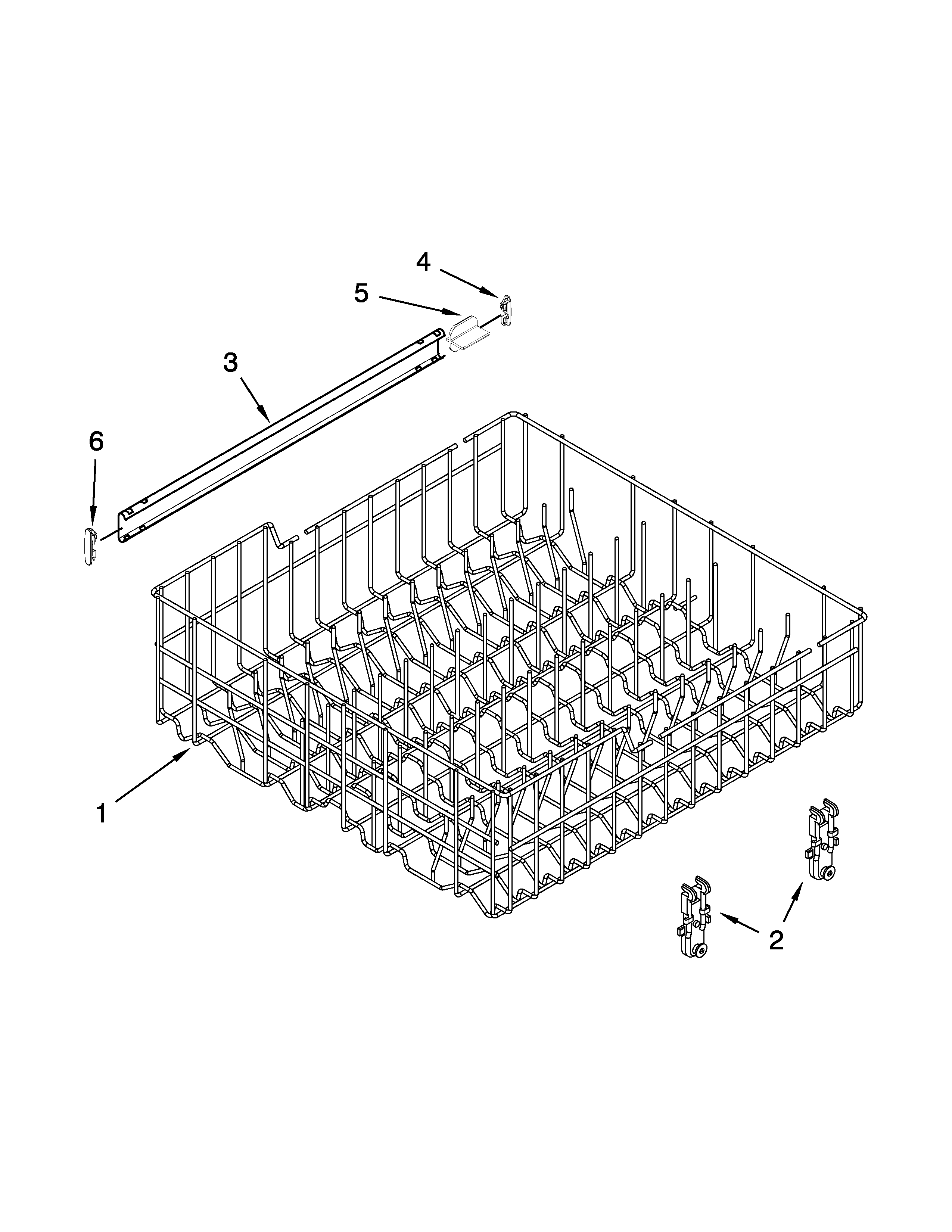 Kenmore 66514319N410 upper rack and track parts diagram