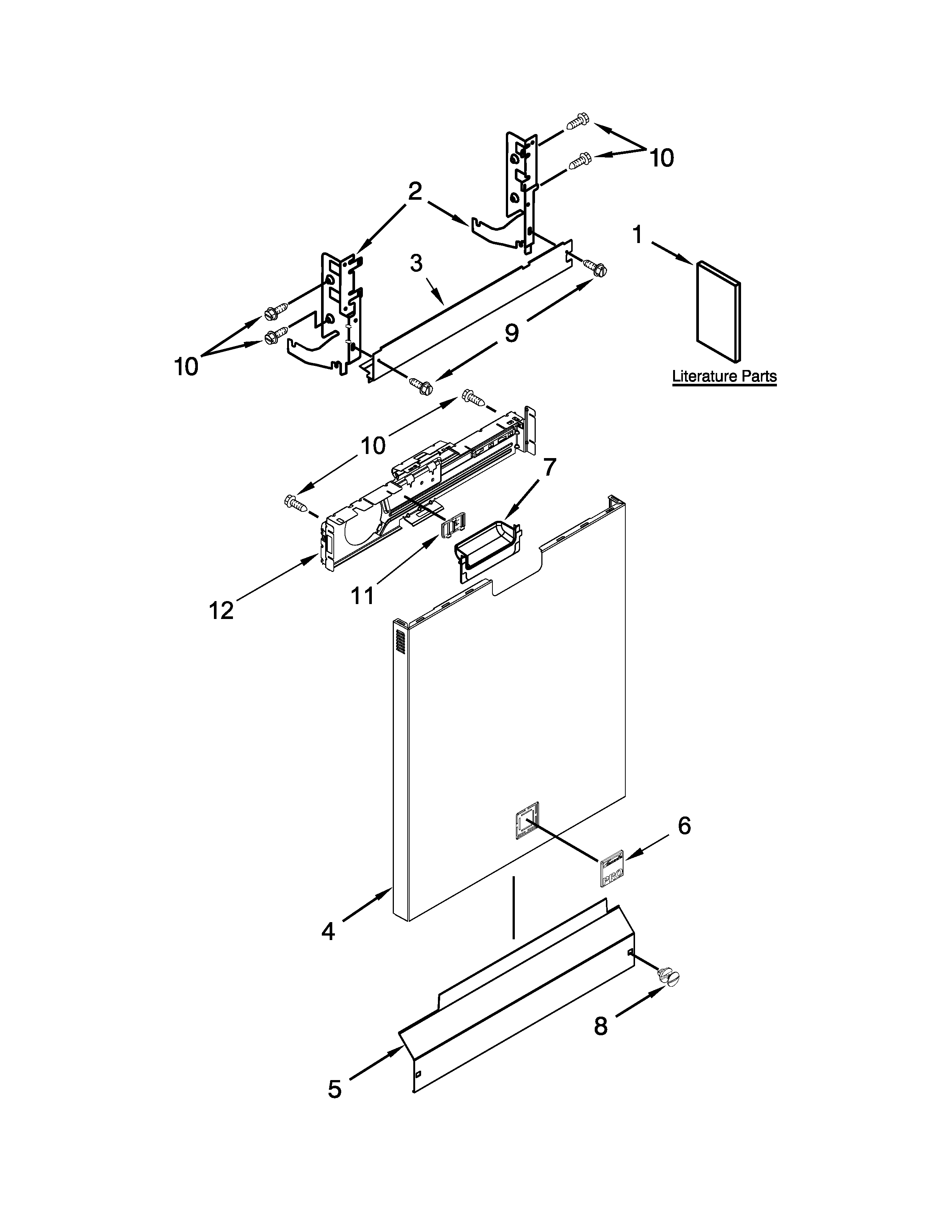 Kenmore Elite 66512762K312 door panel parts diagram