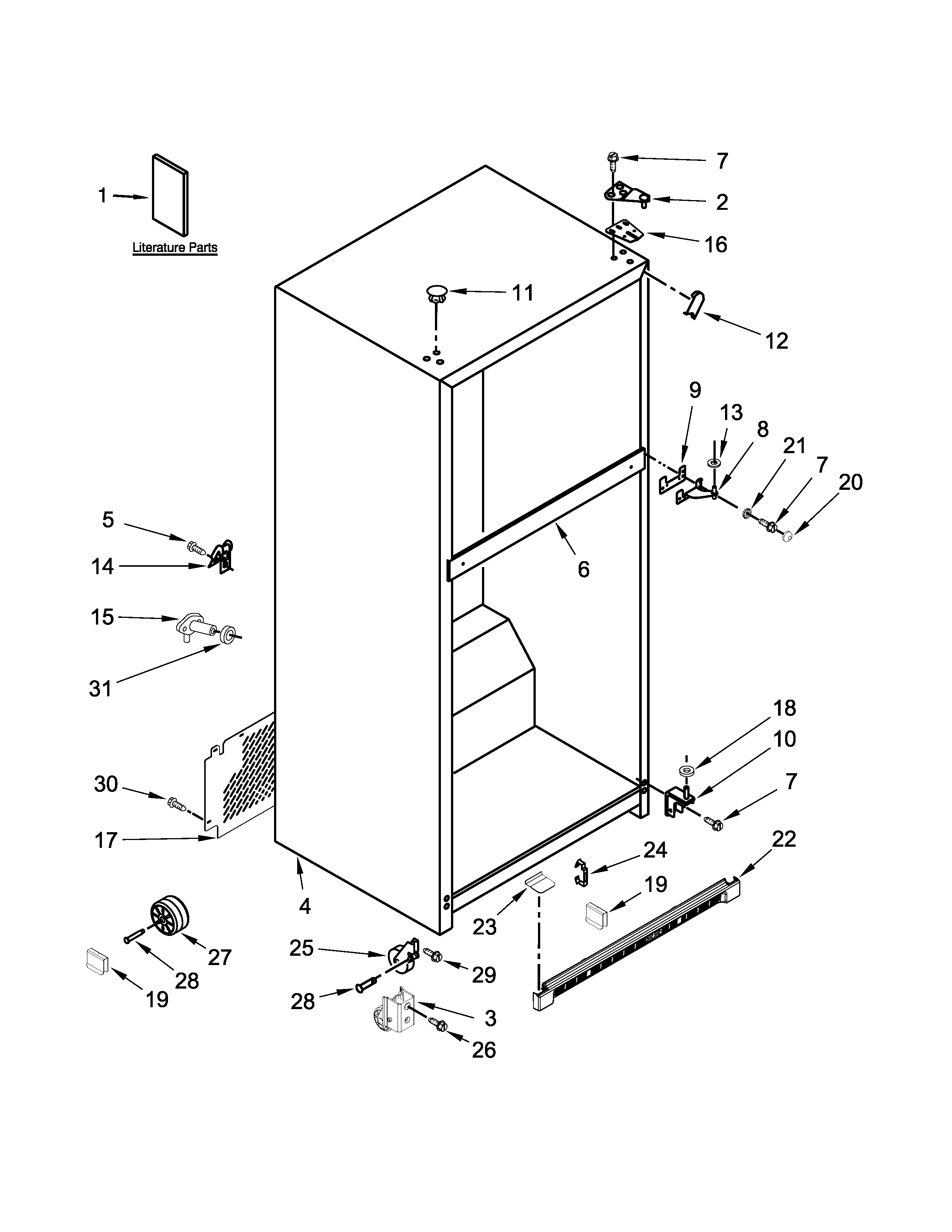 Kenmore 10670219410 cabinet parts diagram