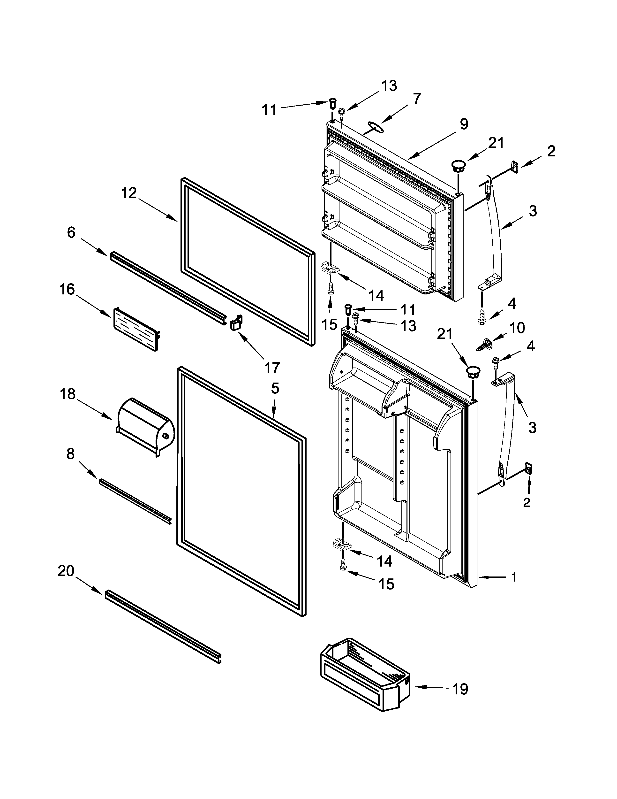 Kenmore 10670219410 door parts diagram