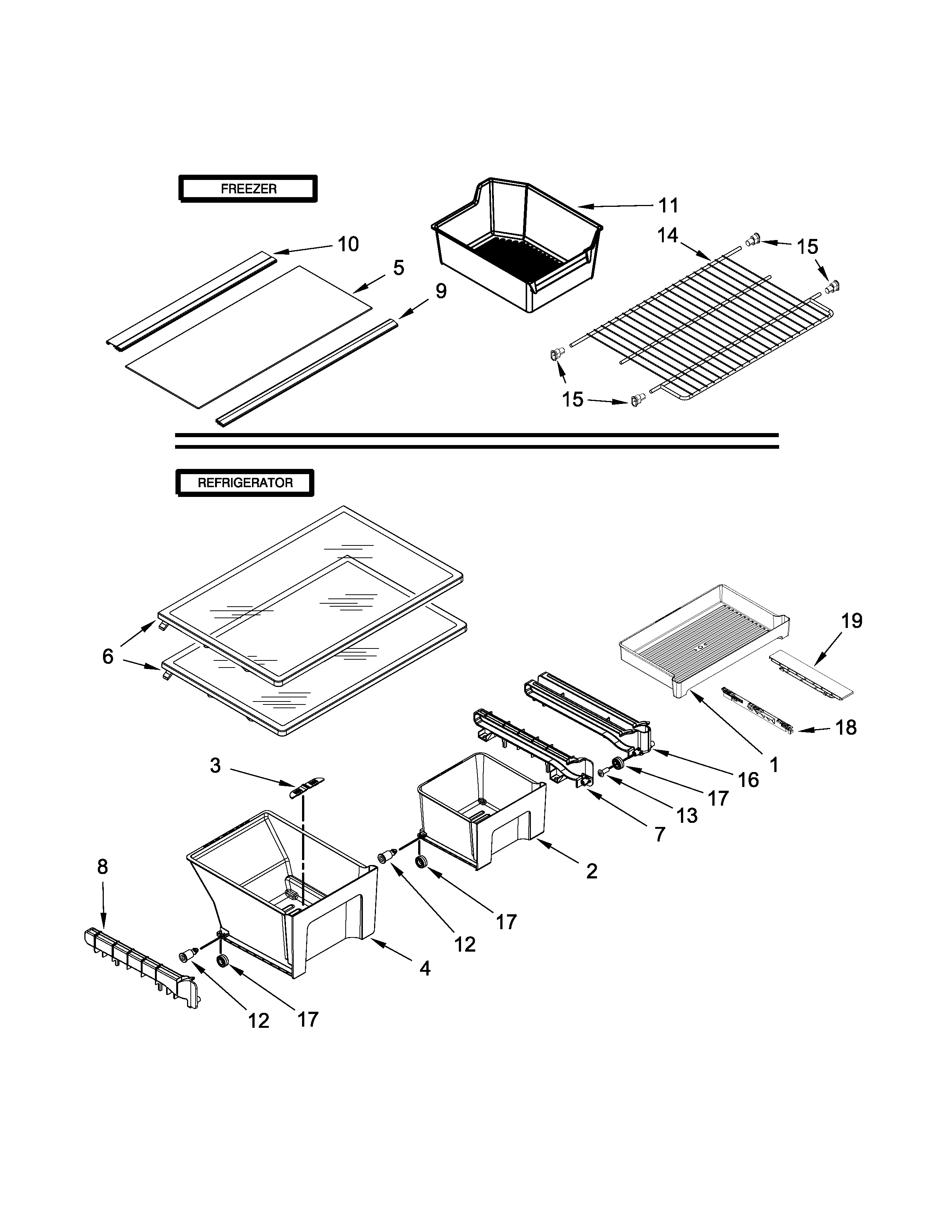 Kenmore 10670219410 shelf parts diagram