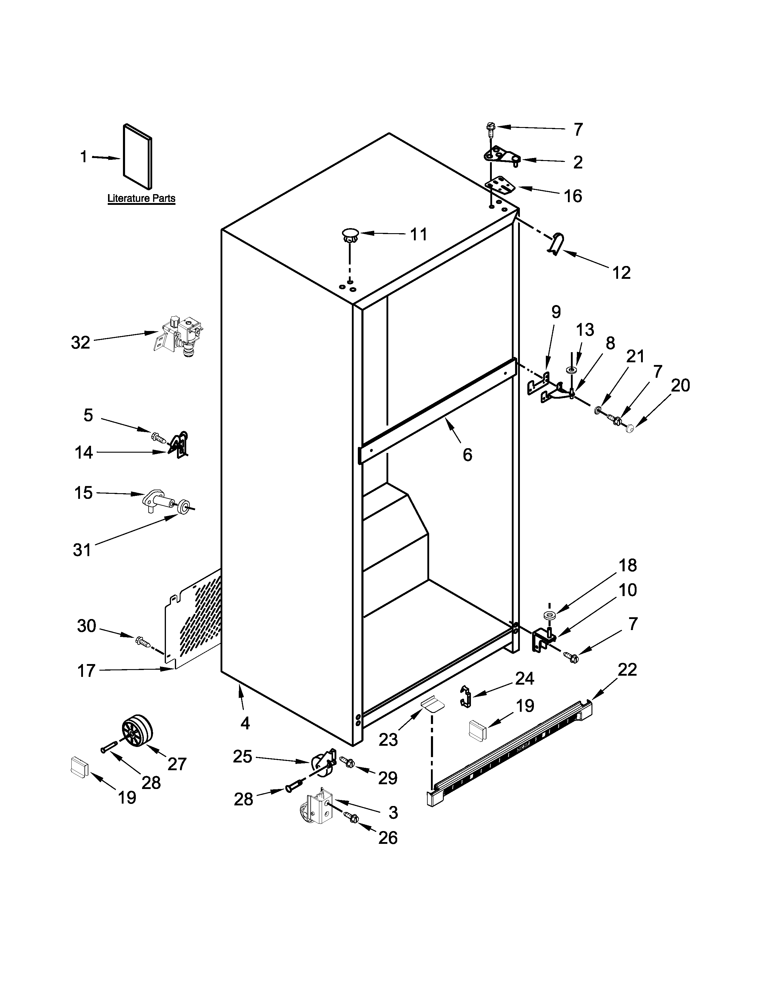 Kenmore 10660213410 cabinet parts diagram