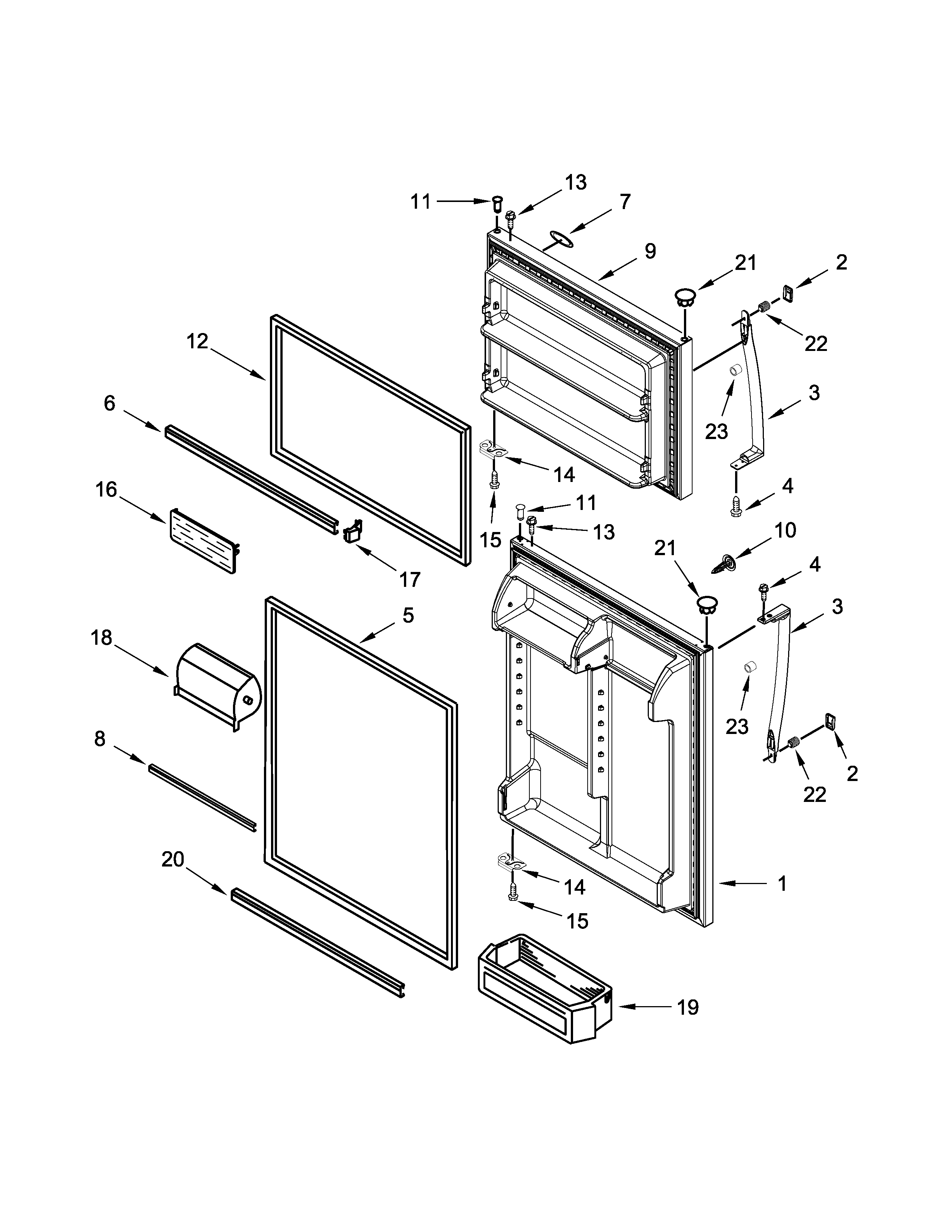 Kenmore 10660213410 door parts diagram