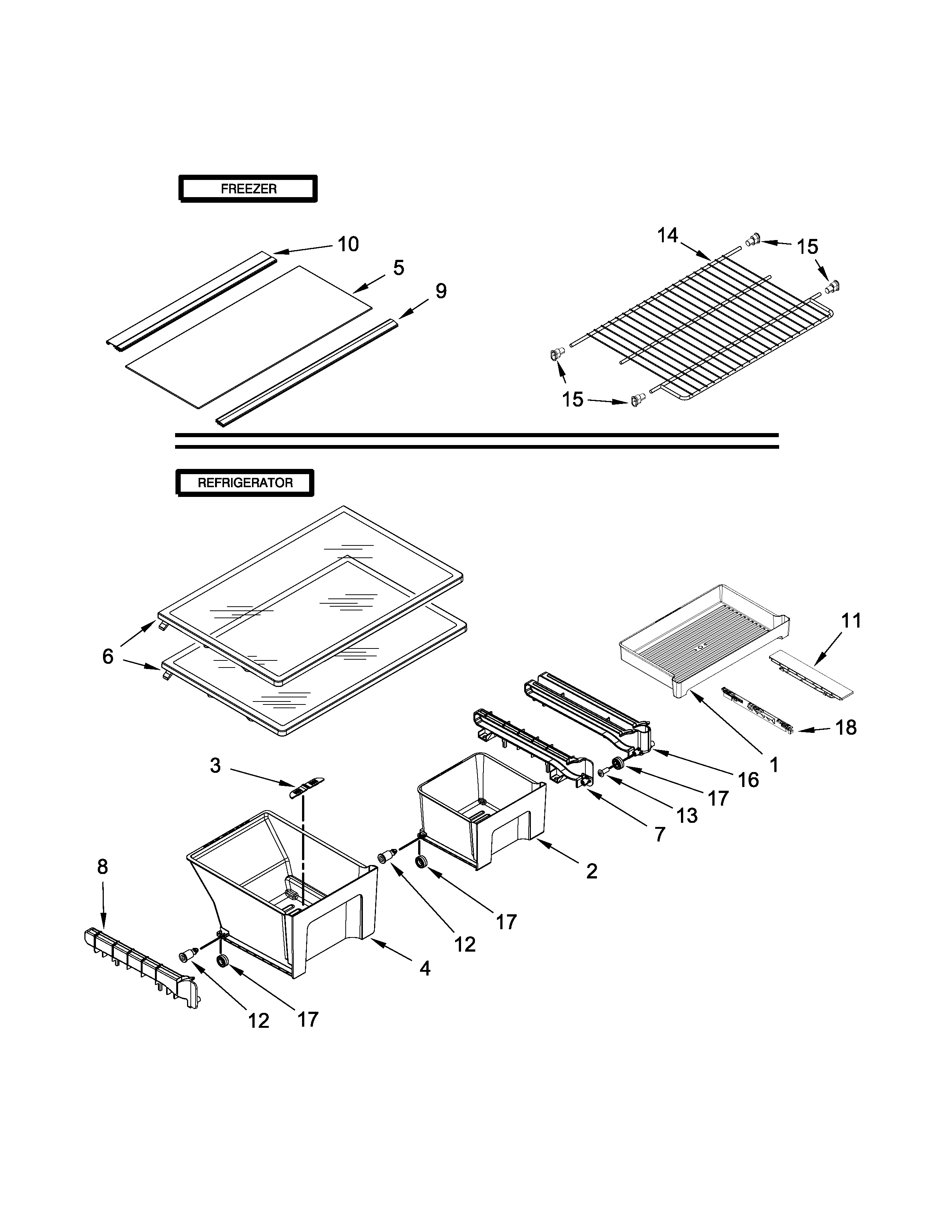 Kenmore 10660213410 shelf parts diagram