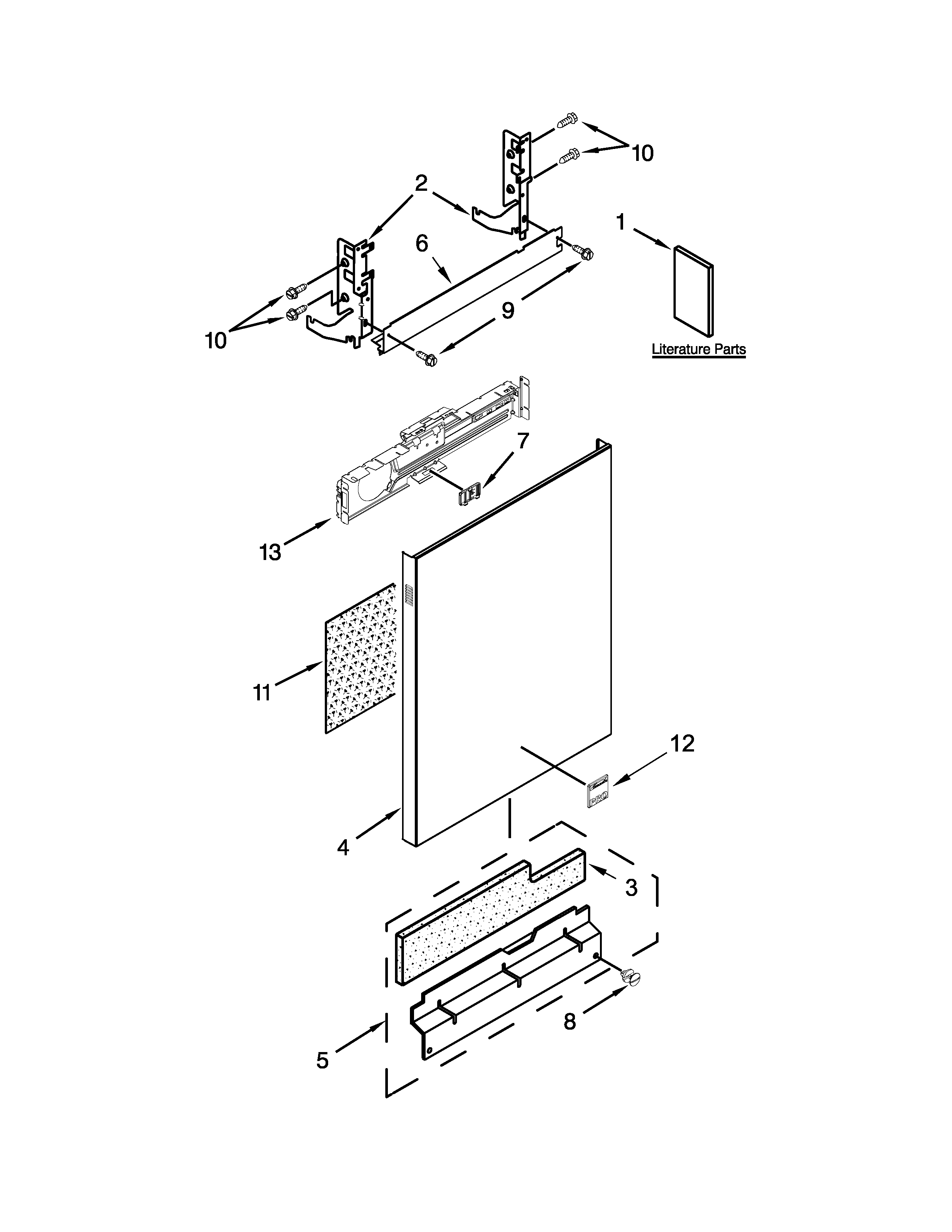 Kenmore Elite 66512813K313 door panel parts diagram