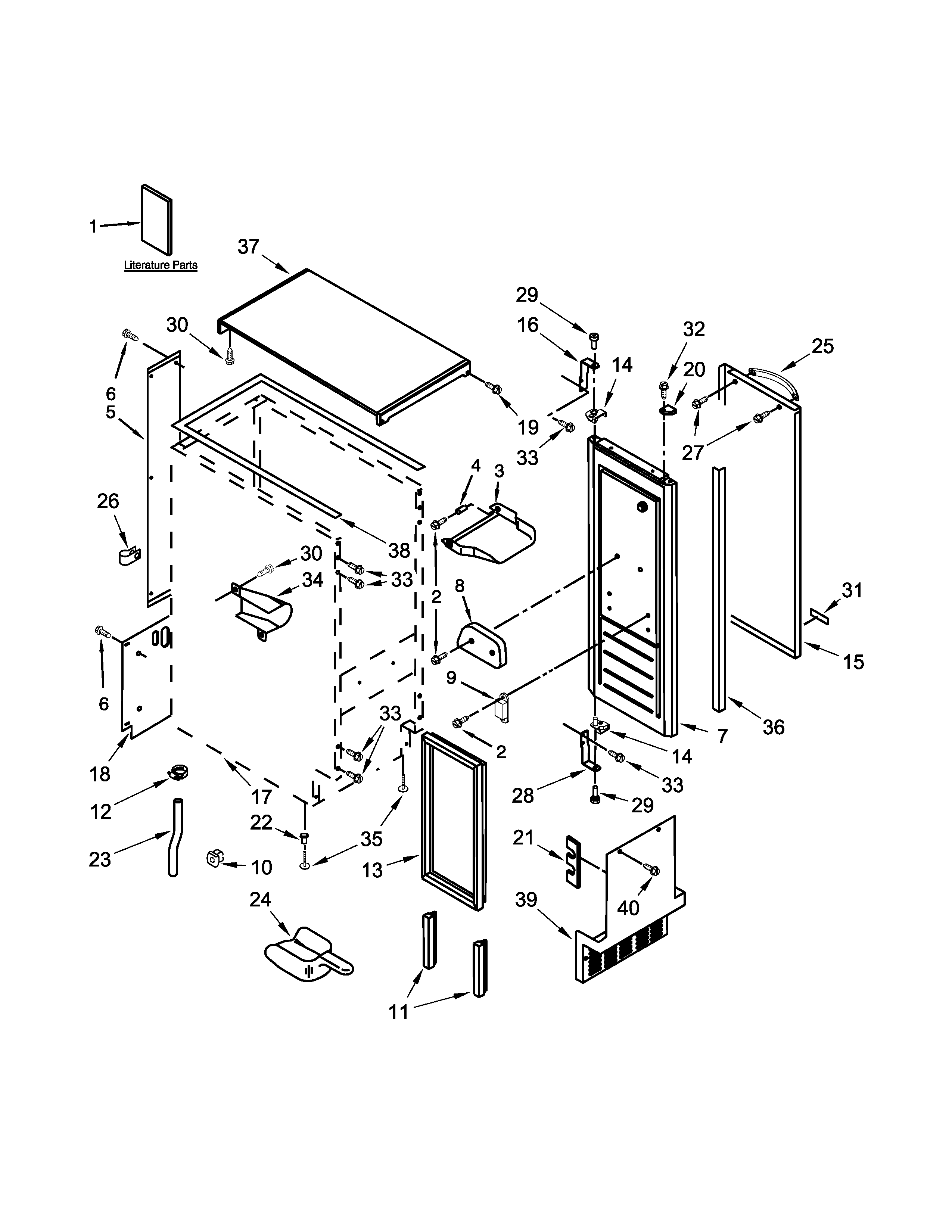 Kenmore 10689592100 cabinet, door and liner parts diagram