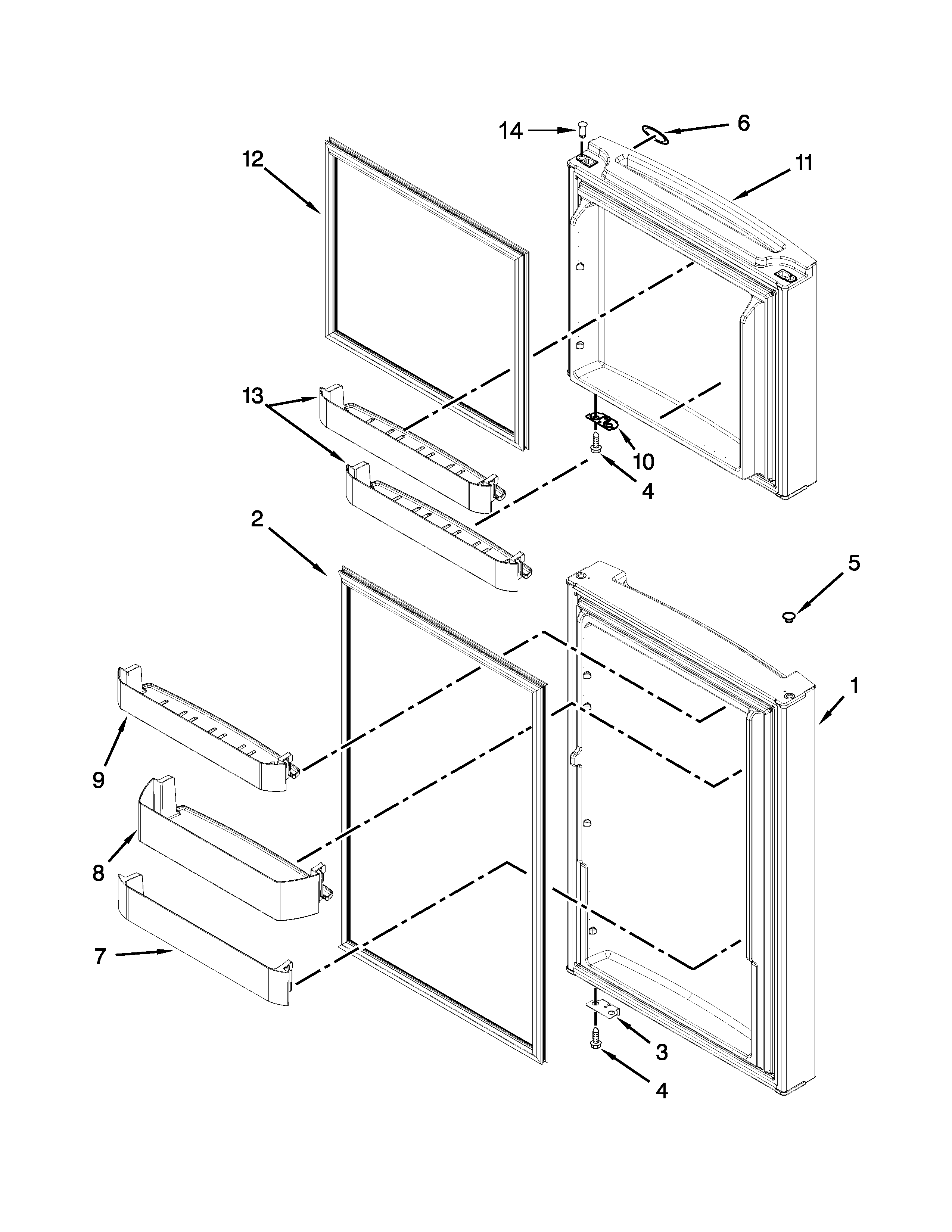 Kenmore 10676399411 door parts diagram