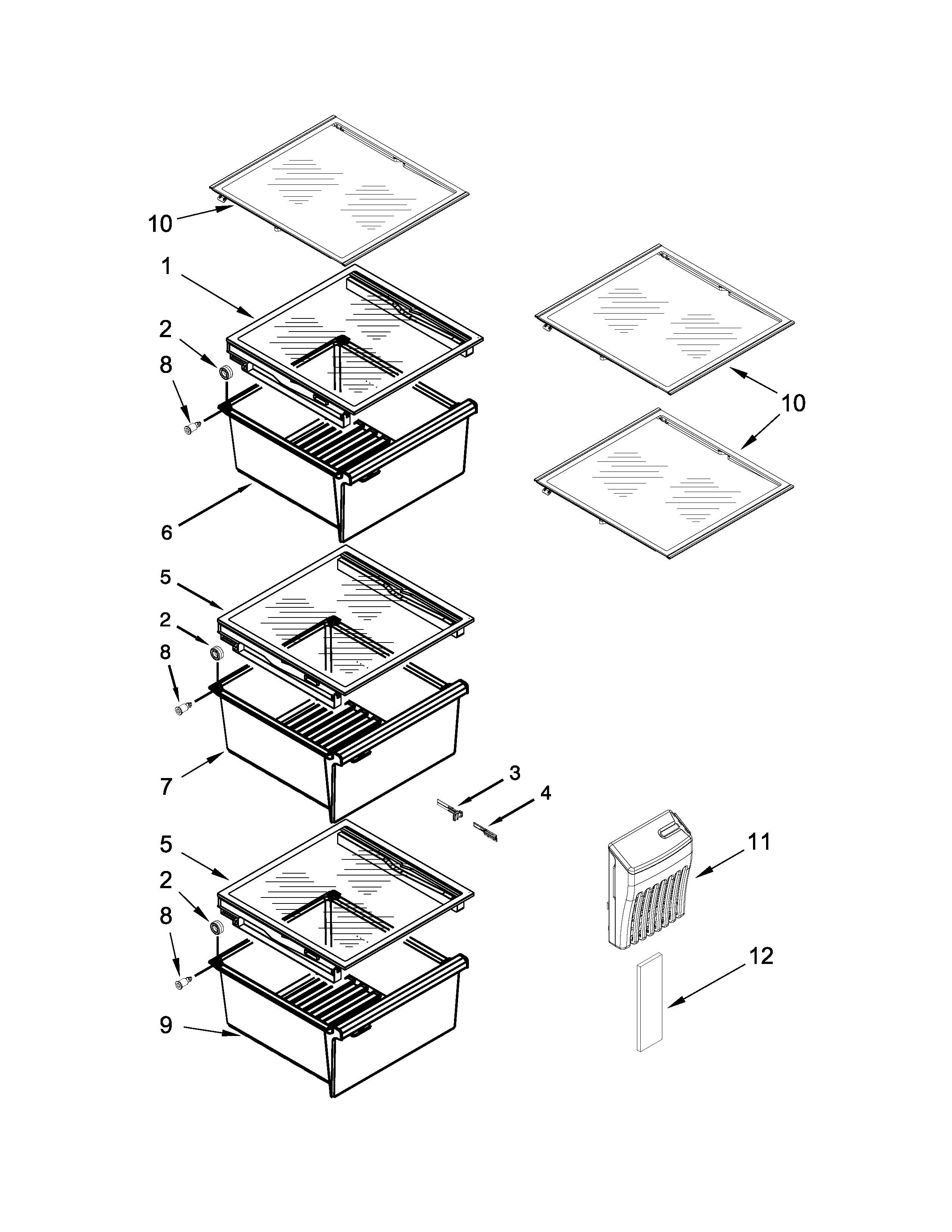 Kenmore Elite 10651713410 refrigerator shelf parts diagram