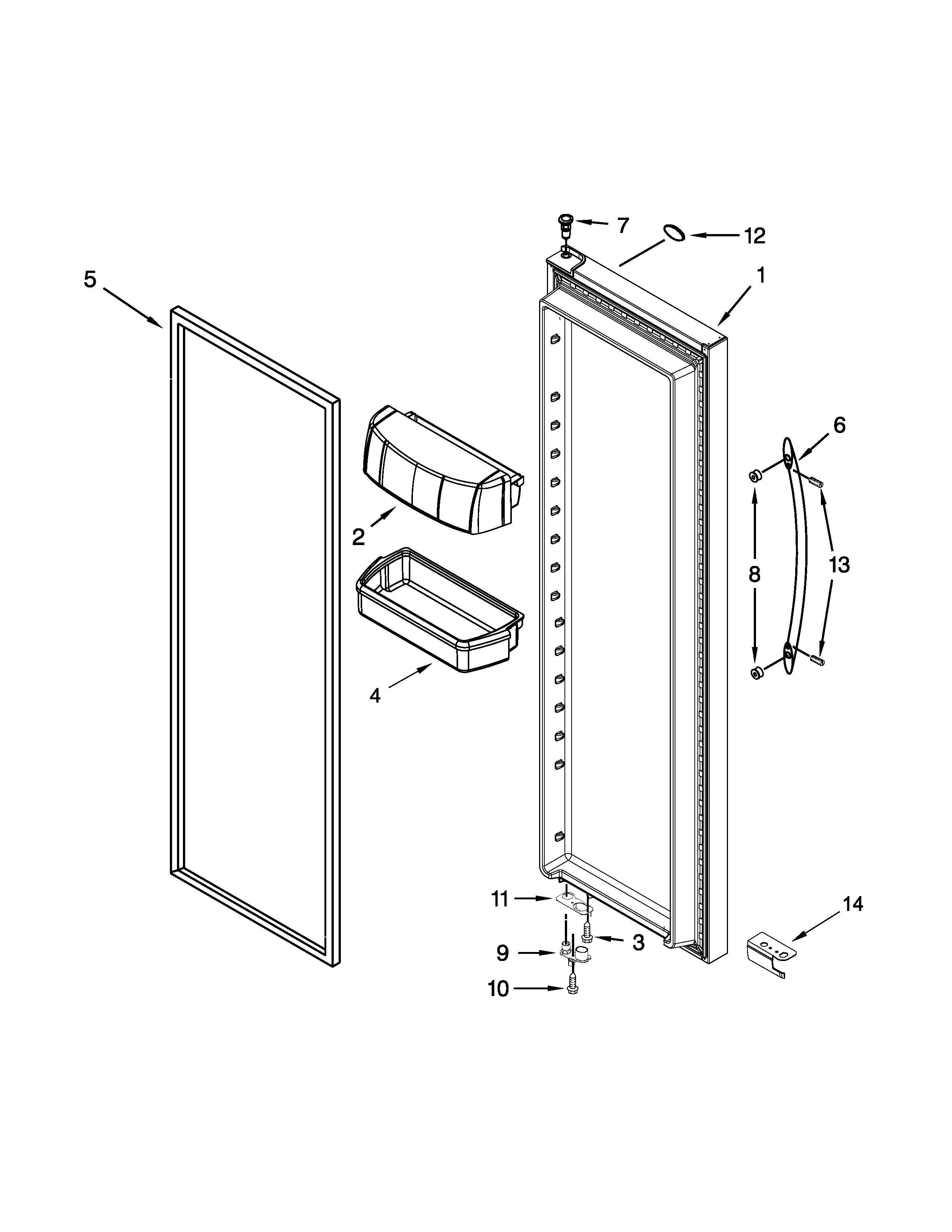 Kenmore Elite 10651713410 refrigerator door parts diagram