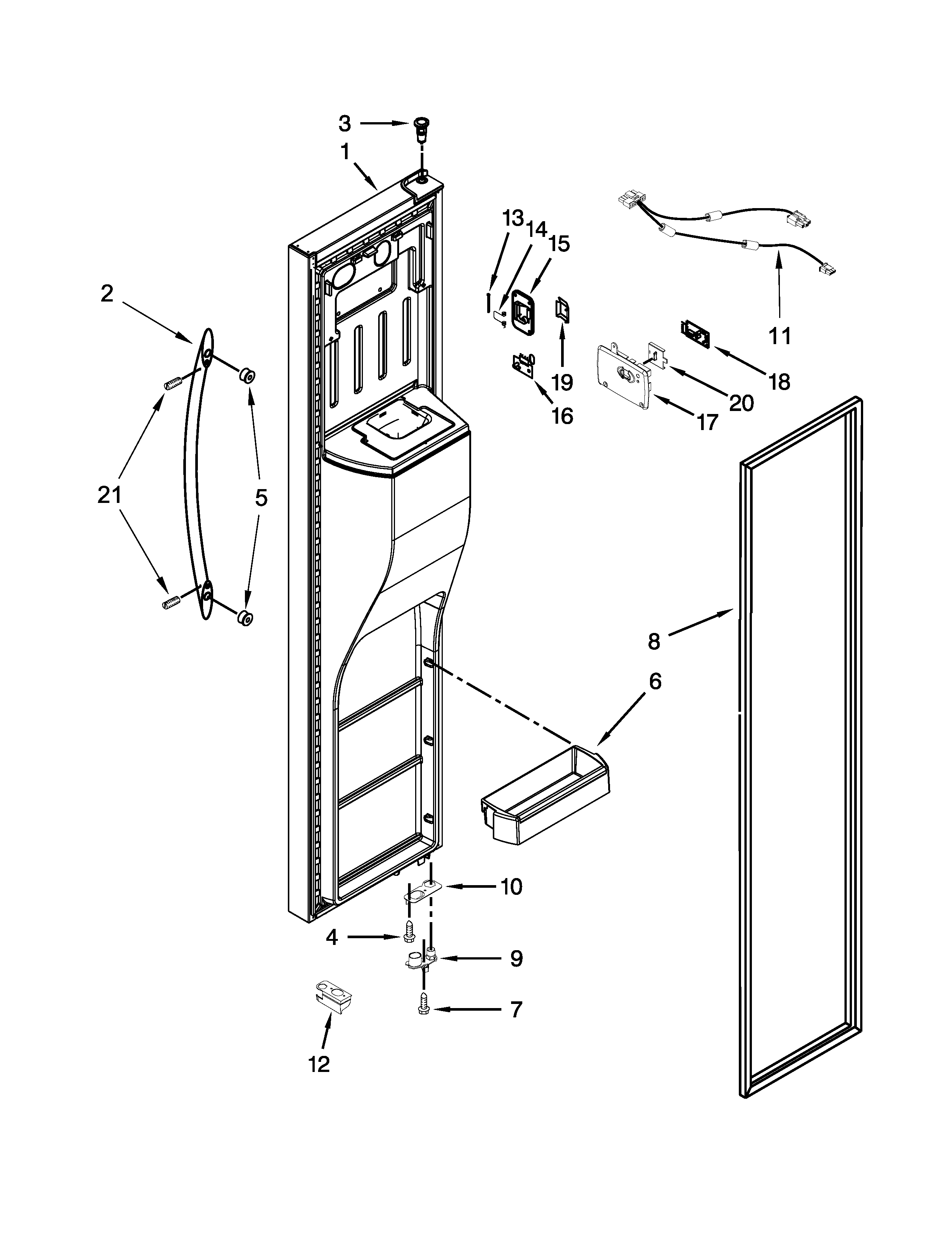Kenmore Elite 10651713410 freezer door parts diagram