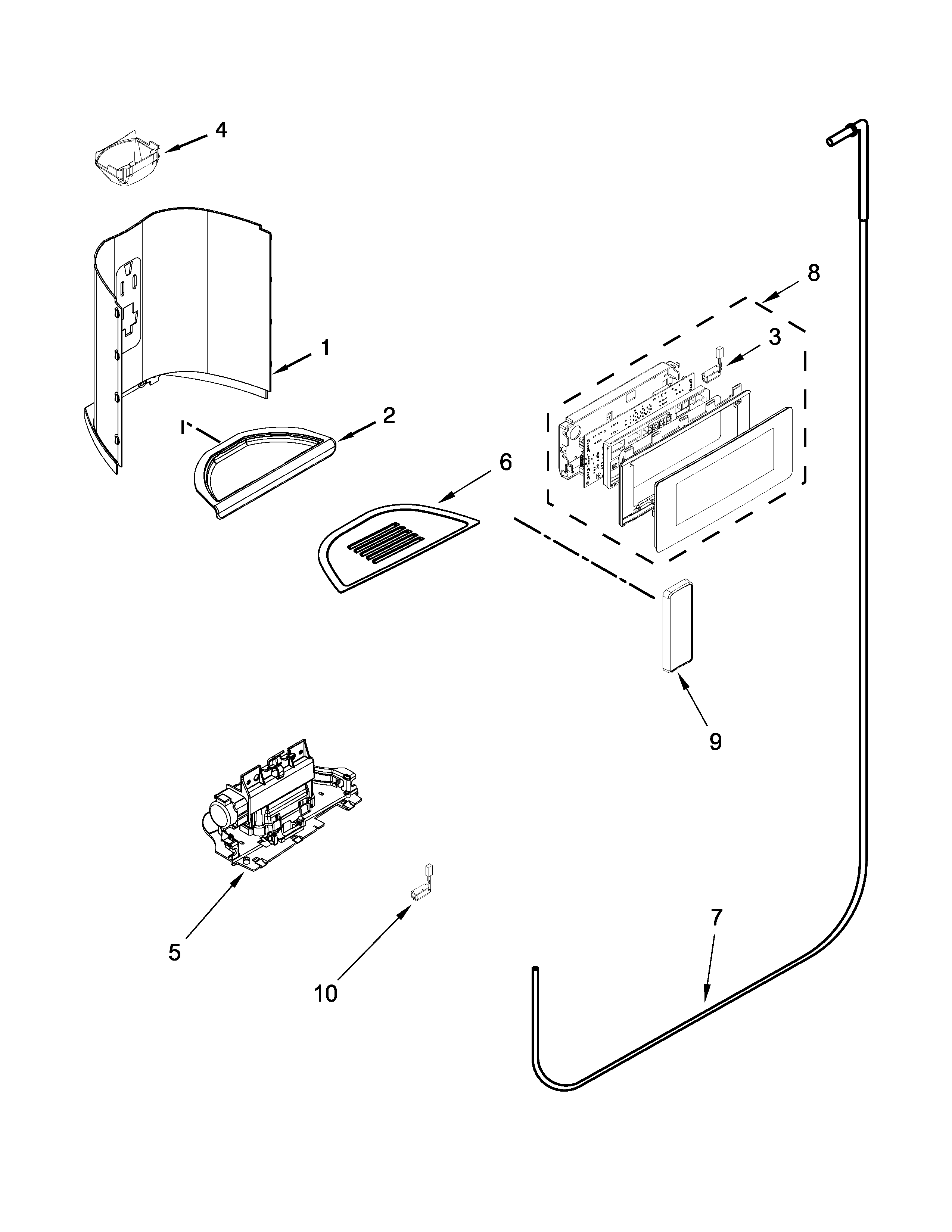 Kenmore Elite 10651713410 dispenser parts diagram