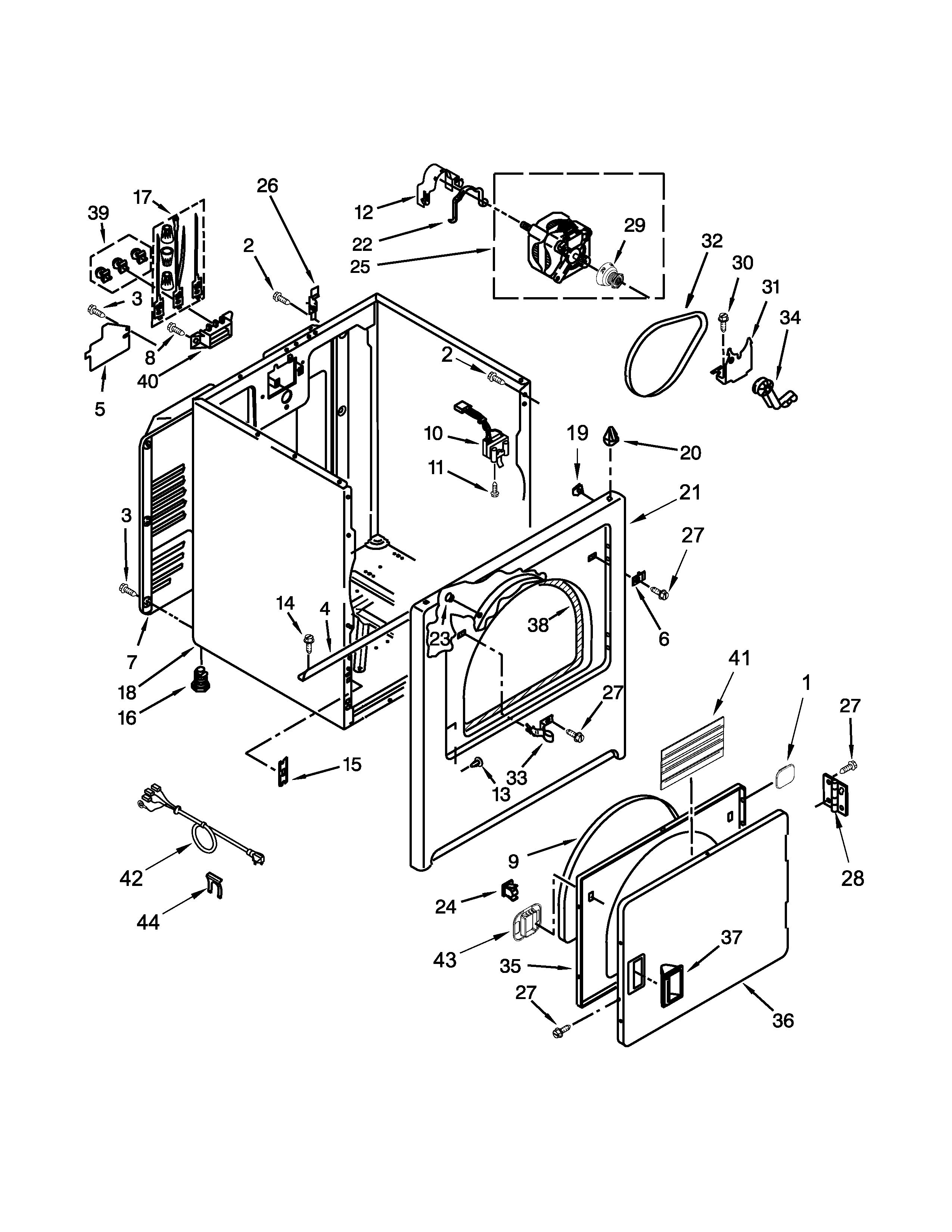 Kenmore 110C62442510 cabinet parts diagram