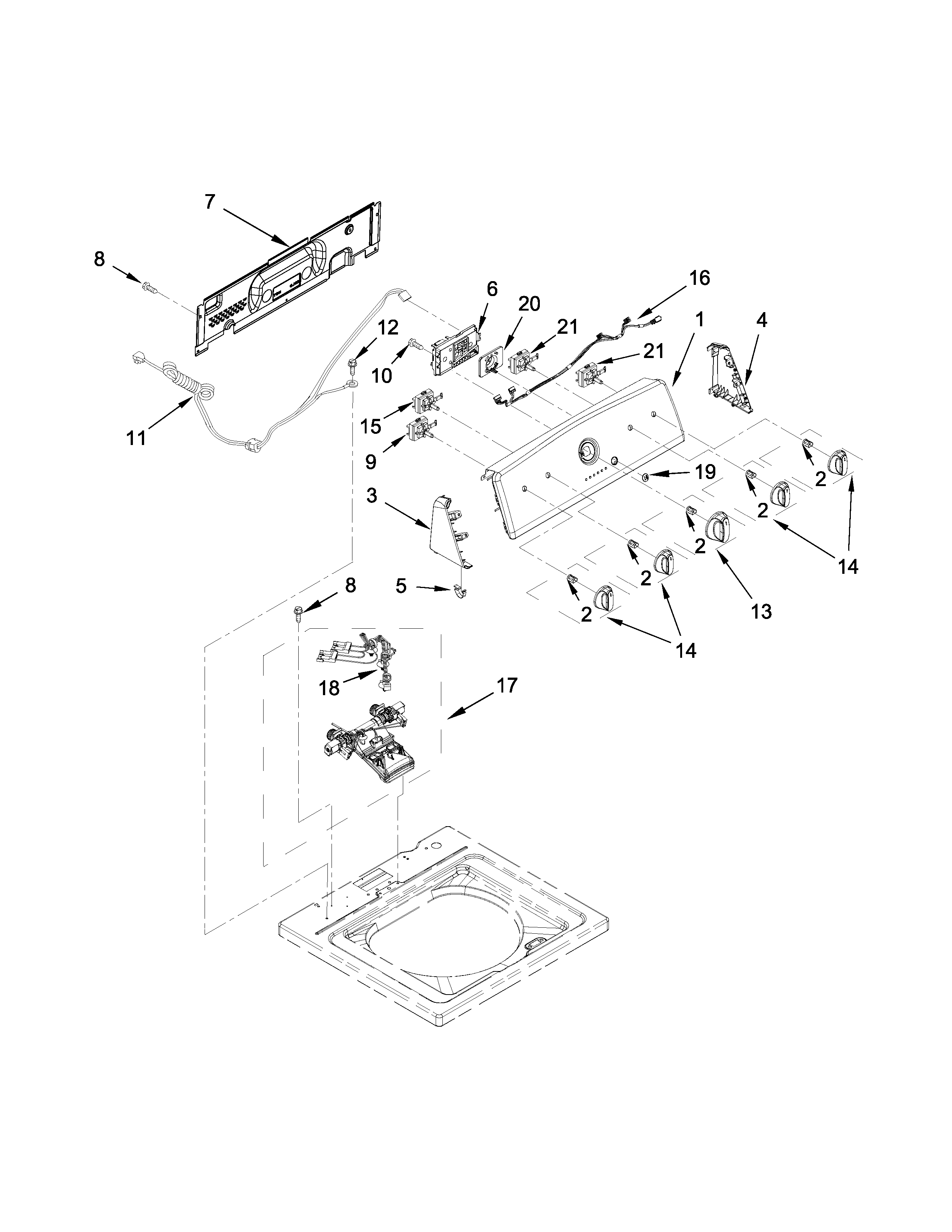 Kenmore 11022342510 console and water inlet parts diagram