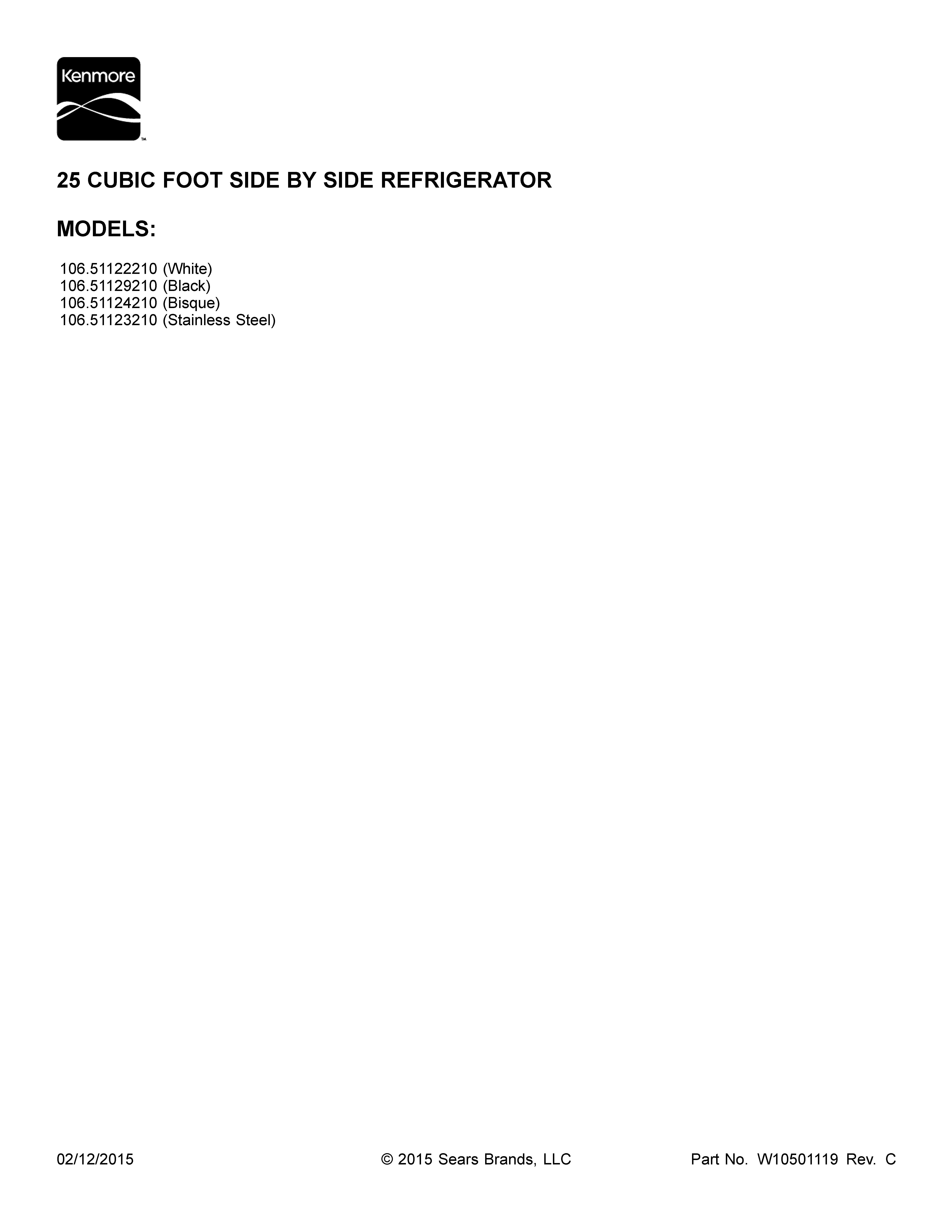 Kenmore 10651122210 cover sheet diagram