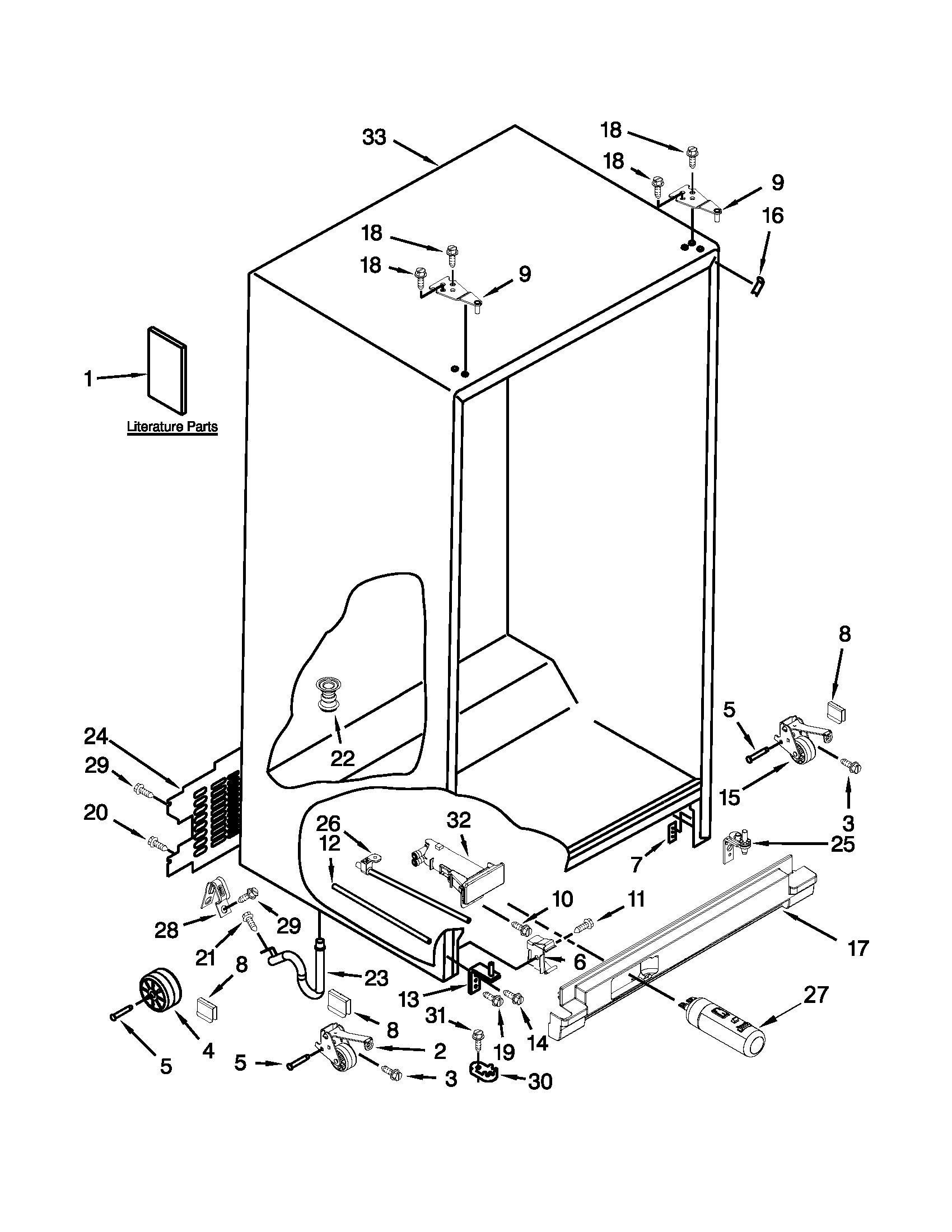 Kenmore 10651122210 cabinet parts diagram
