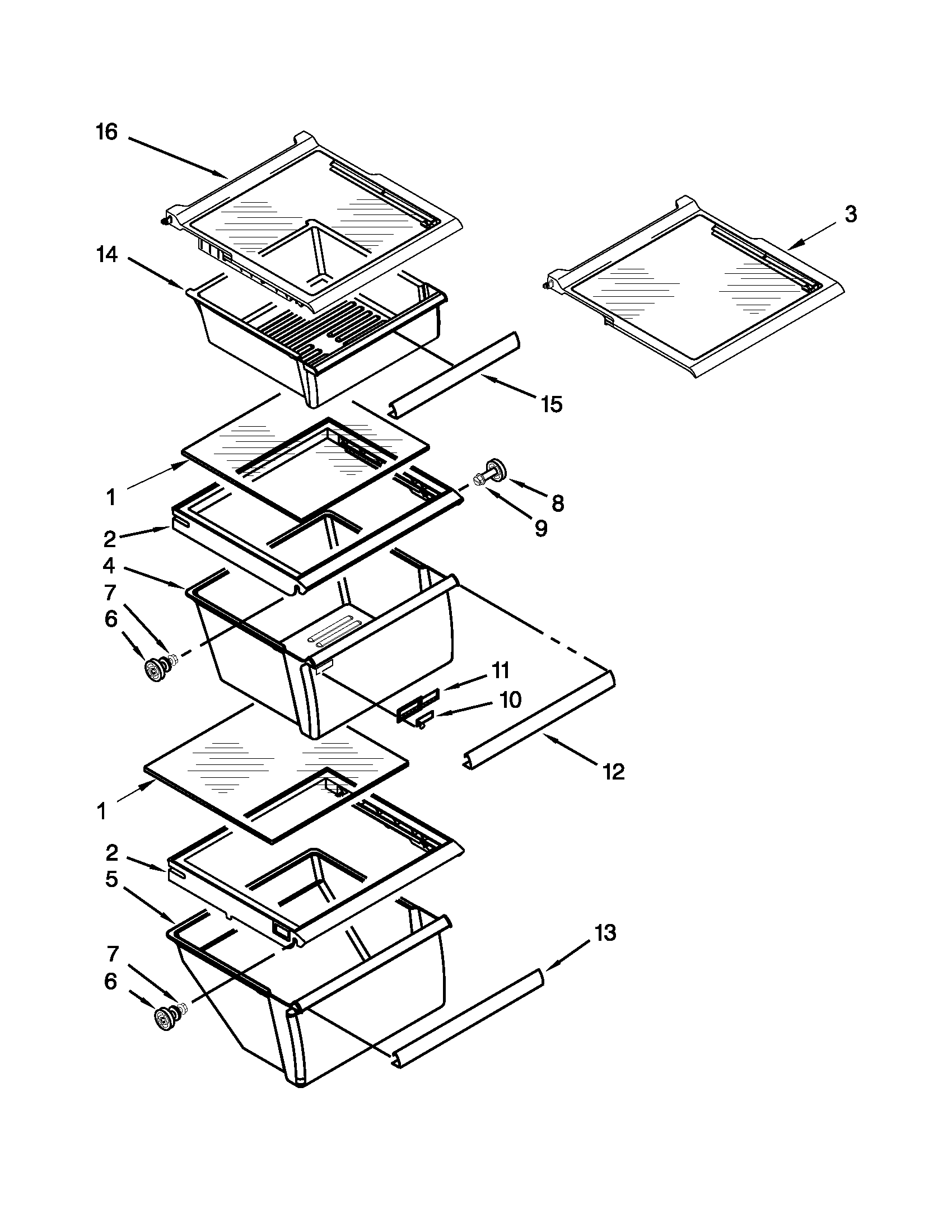 Kenmore 10651122210 refrigerator shelf parts diagram