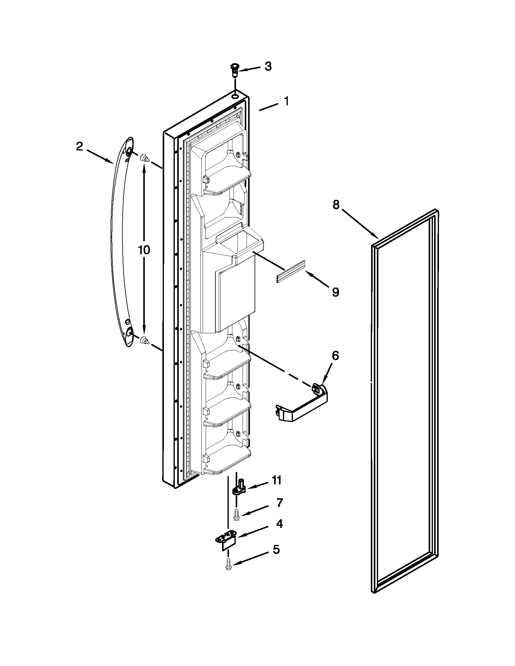 Kenmore 10651122210 freezer door parts diagram
