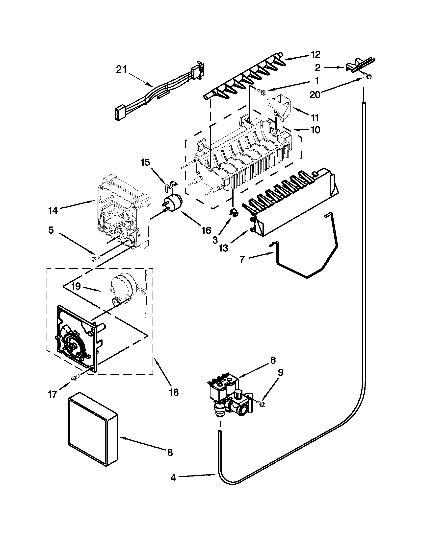 Kenmore 10651122210 ice maker parts diagram