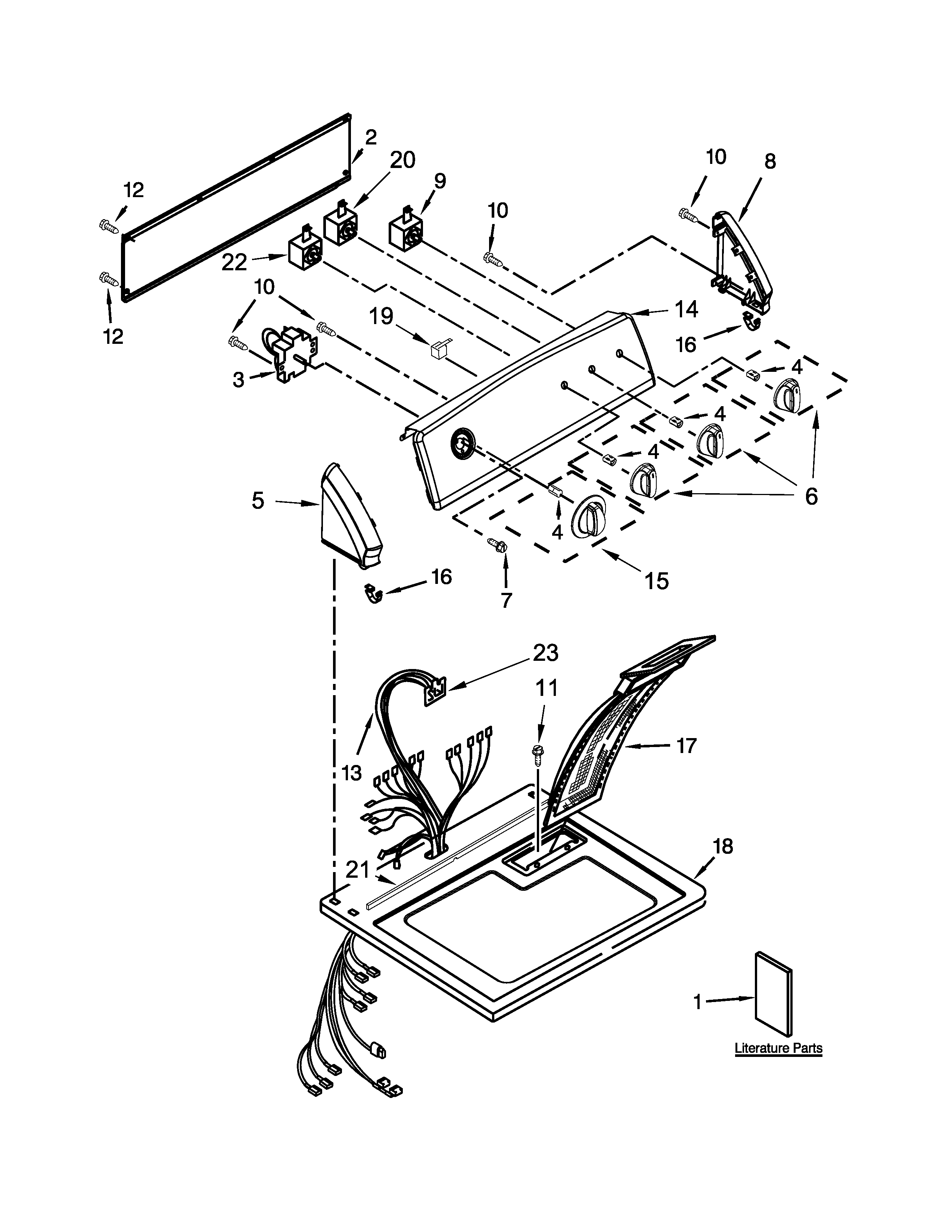 Kenmore 110C72442510 top and console parts diagram