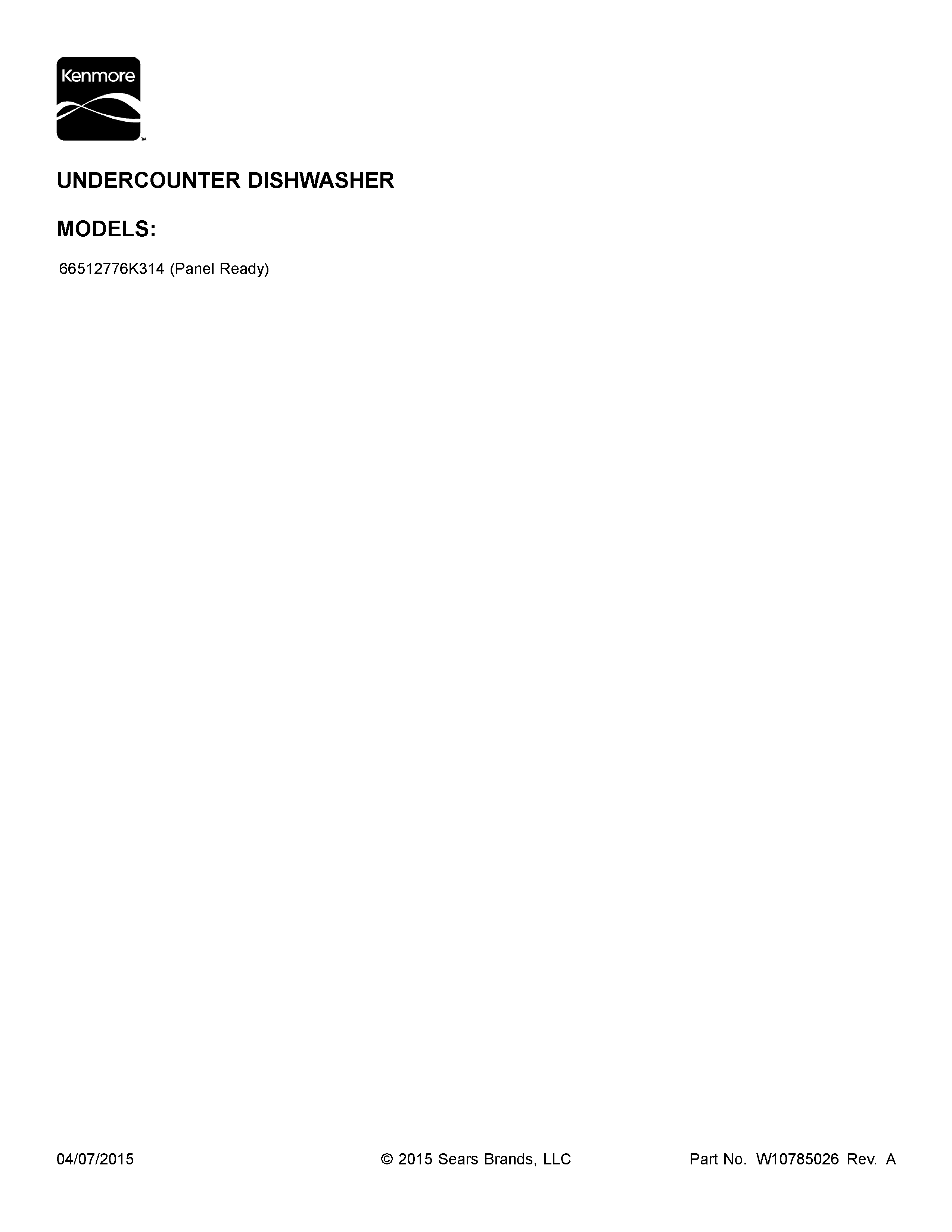 Kenmore Elite 66512776K314 cover sheet diagram