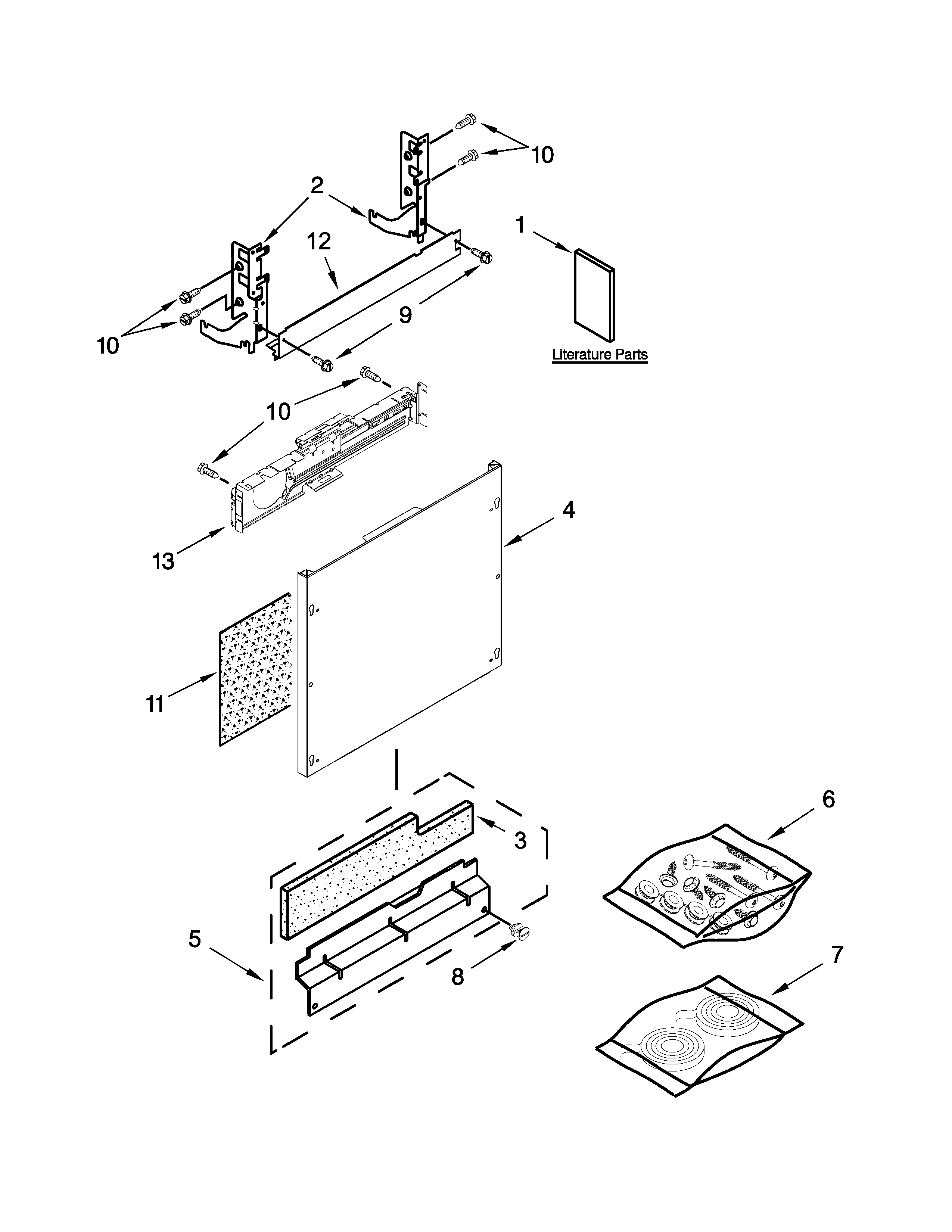 Kenmore Elite 66512776K314 door panel parts diagram