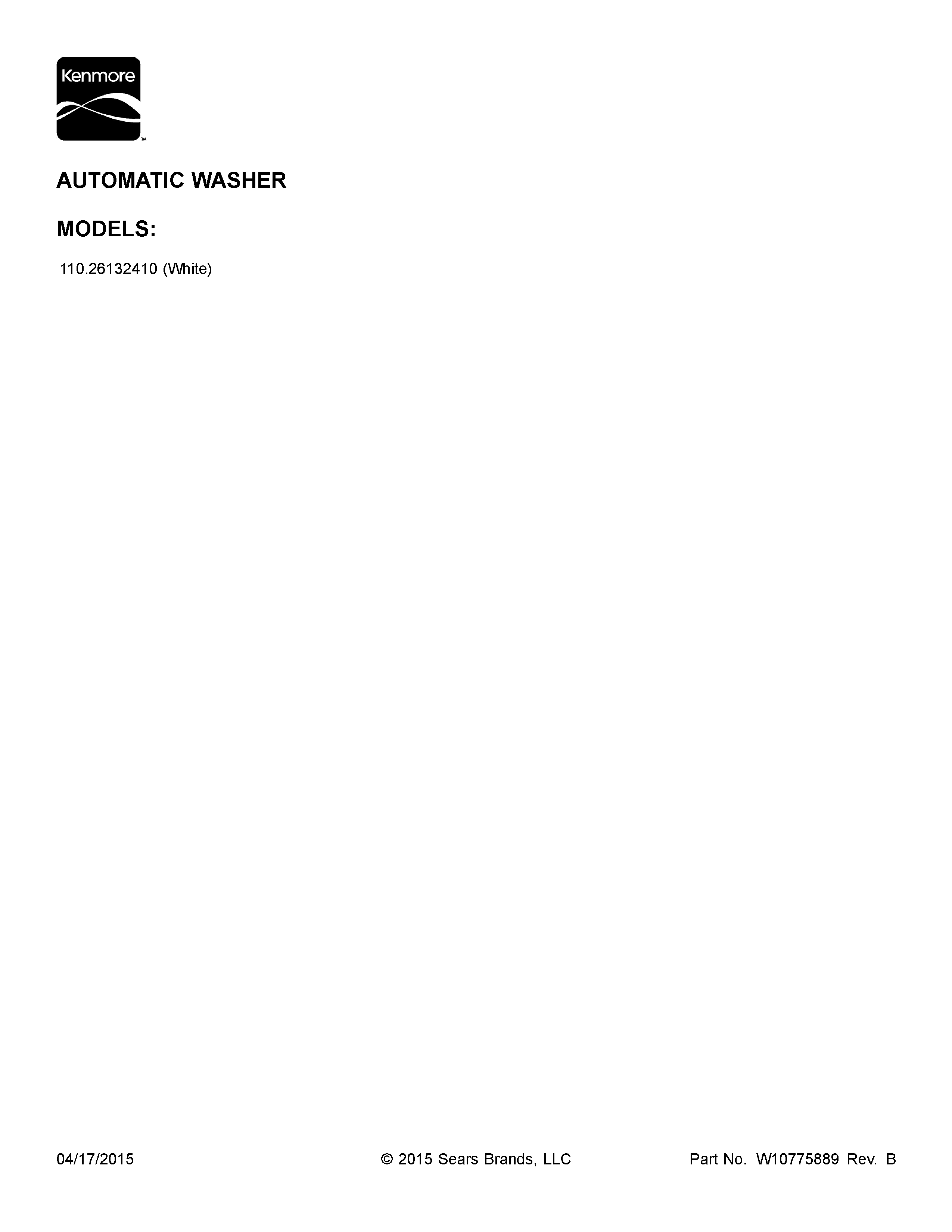 Kenmore 11026132410 cover sheet diagram