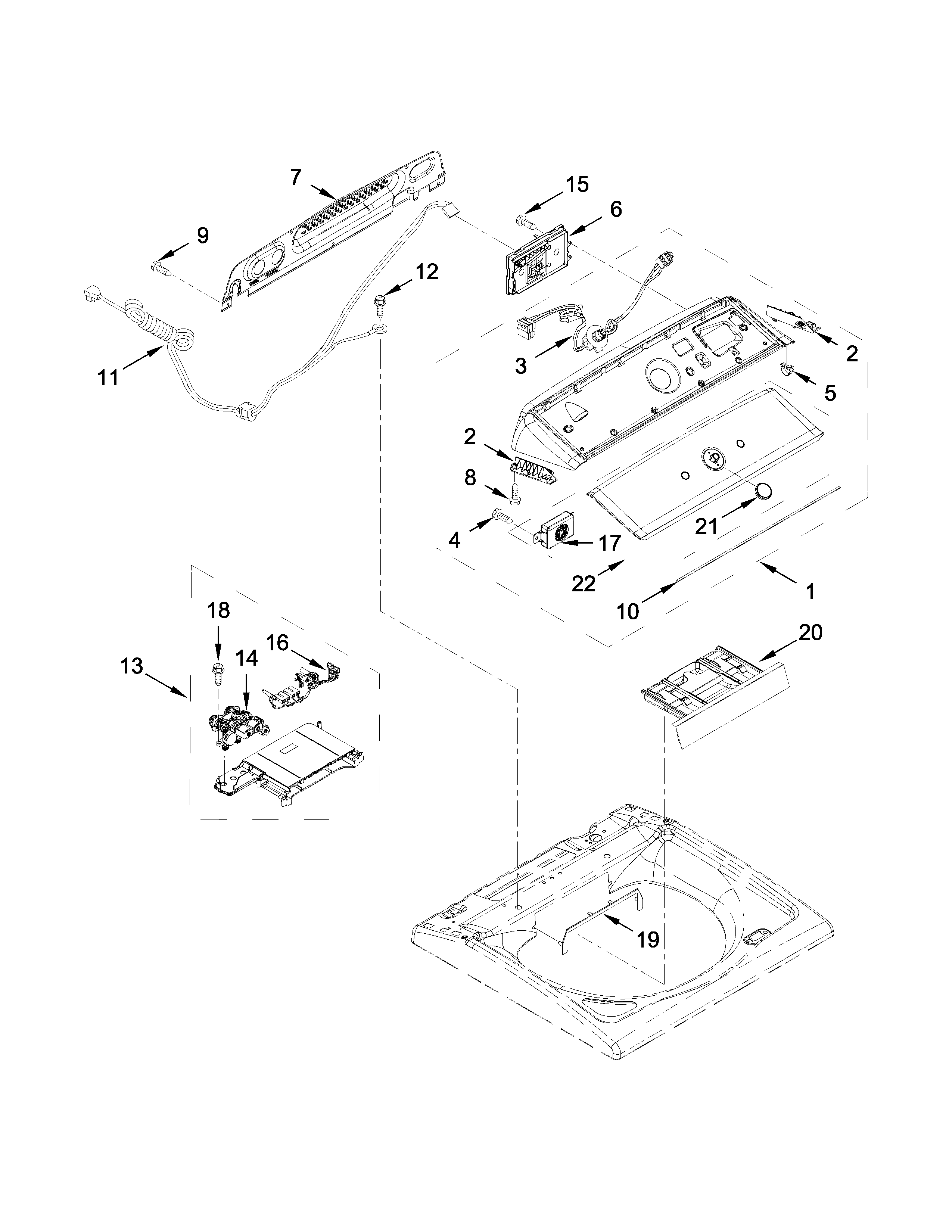 Kenmore 11026132410 console and dispenser parts diagram