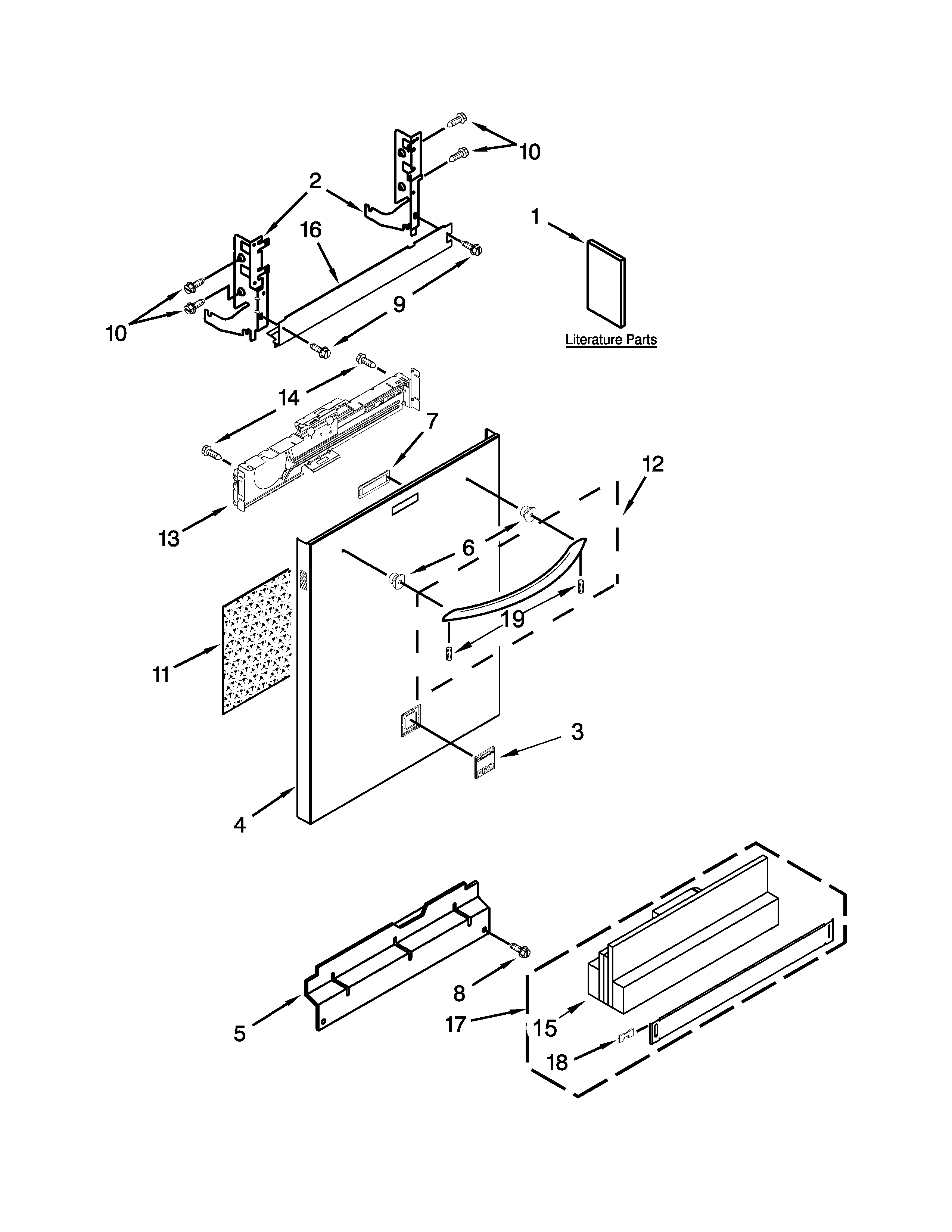 Kenmore Elite 66512793K313 door and panel parts diagram