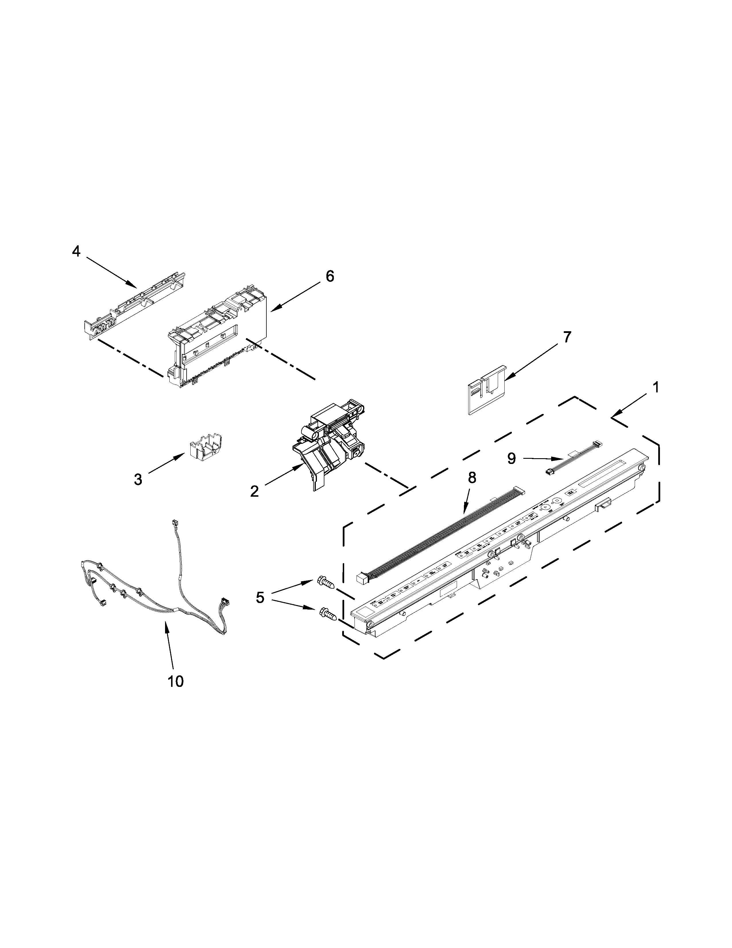 Kenmore Elite 66512793K313 control panel and latch parts diagram