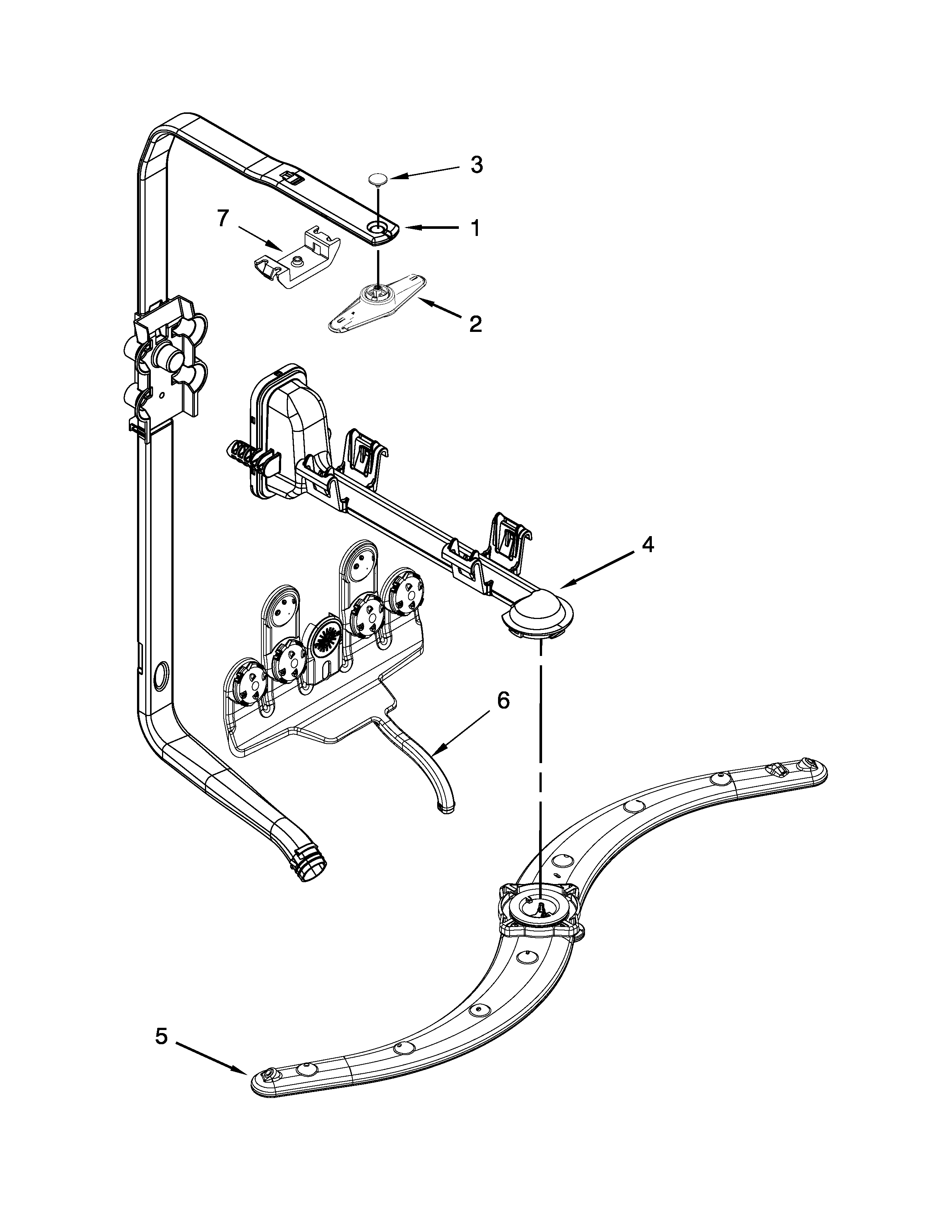Kenmore Elite 66512793K313 upper wash and rinse parts diagram