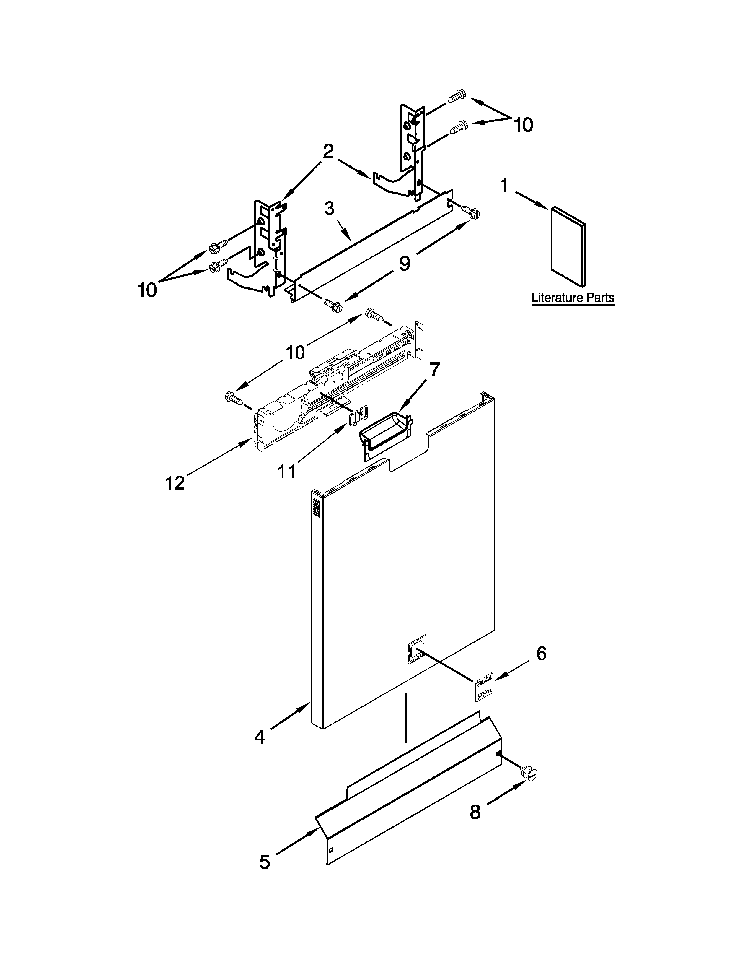 Kenmore Elite 66512763K314 door panel parts diagram