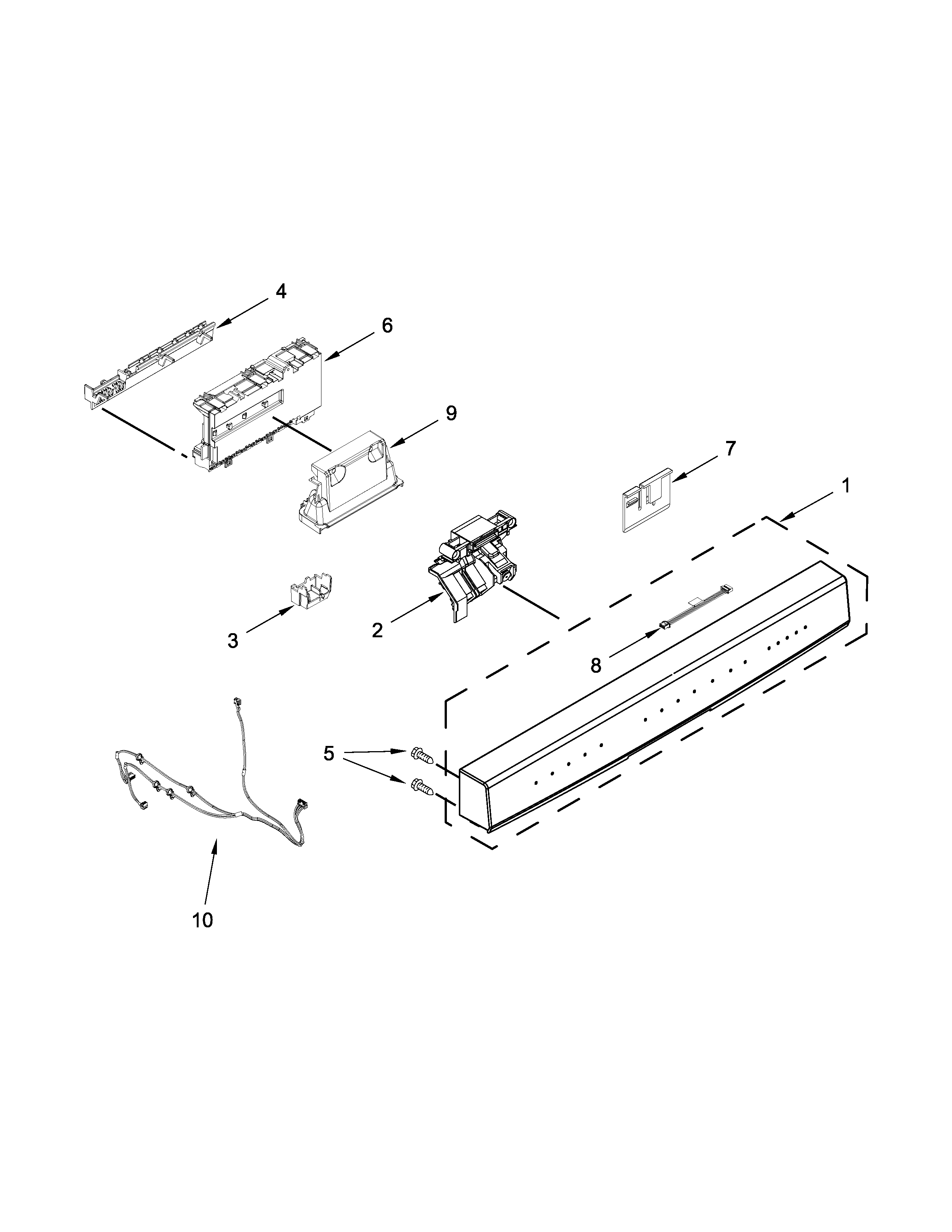 Kenmore Elite 66512763K314 control panel and latch parts diagram