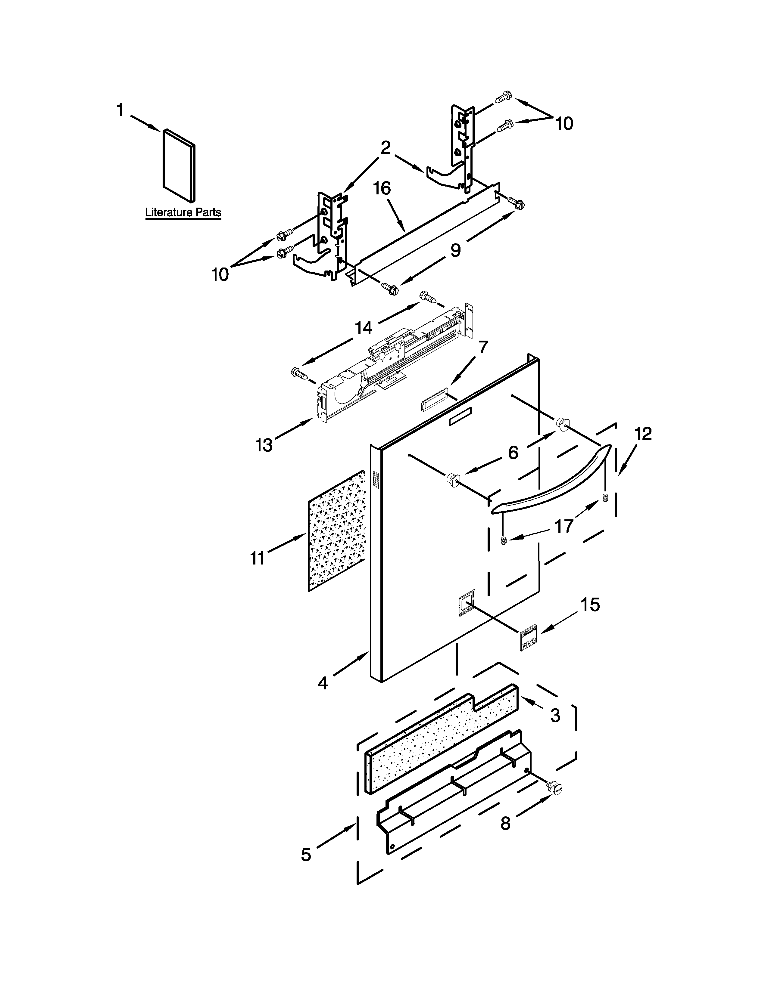 Kenmore Elite 66512774K314 door panel parts diagram