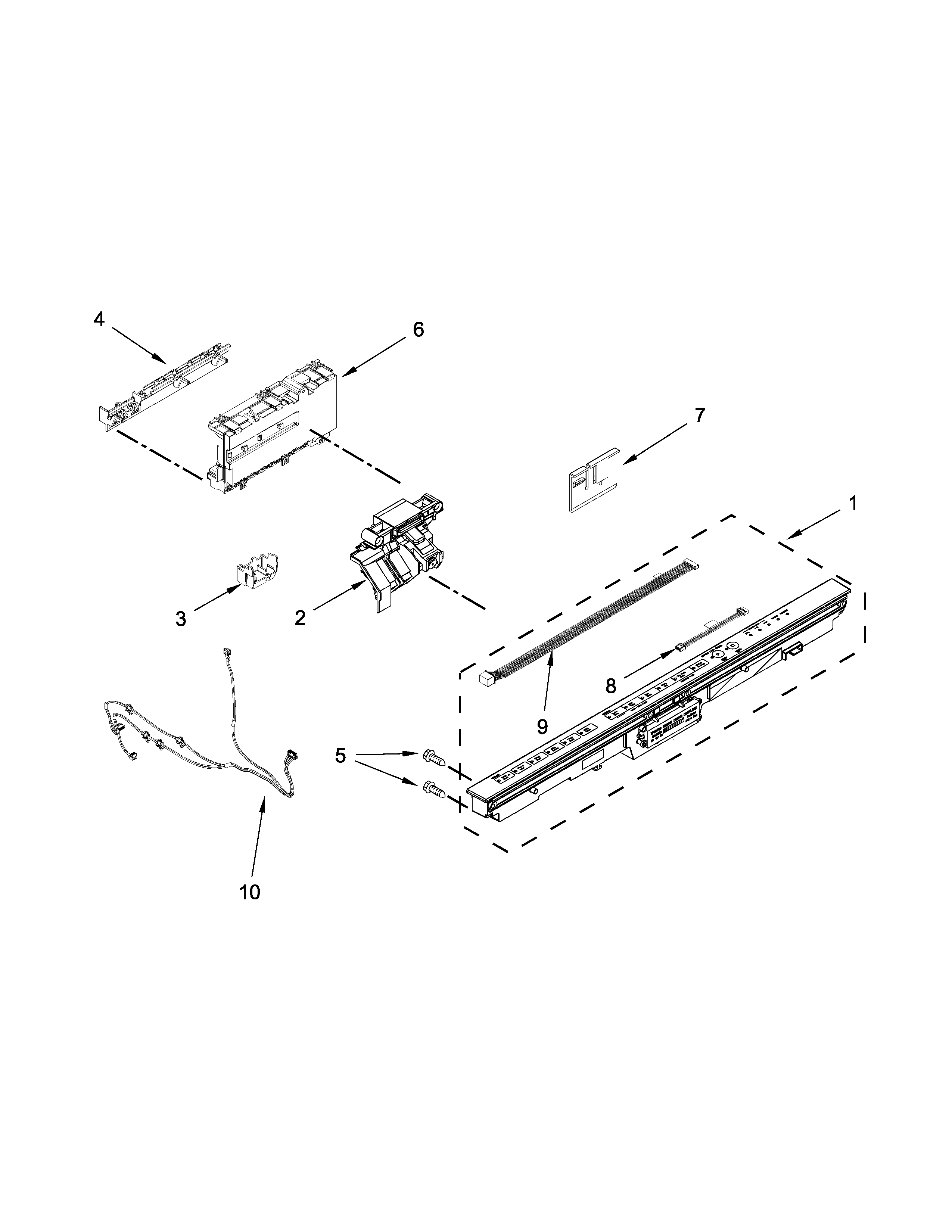 Kenmore Elite 66512774K314 control panel and latch parts diagram