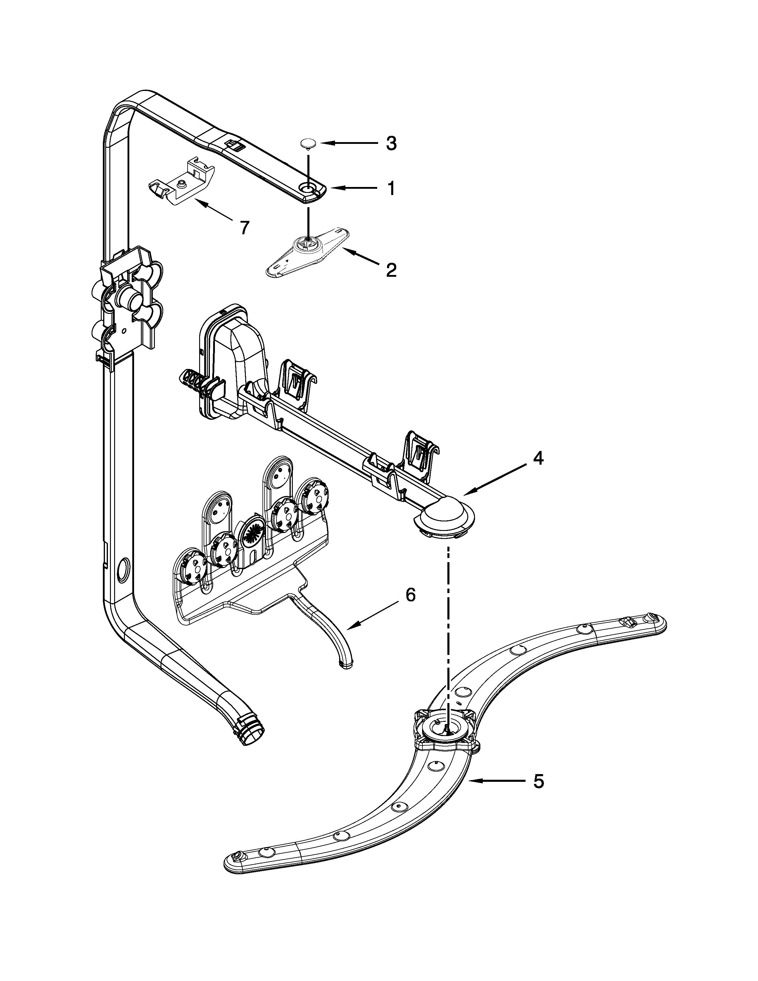 Kenmore Elite 66512774K314 upper wash and rinse parts diagram