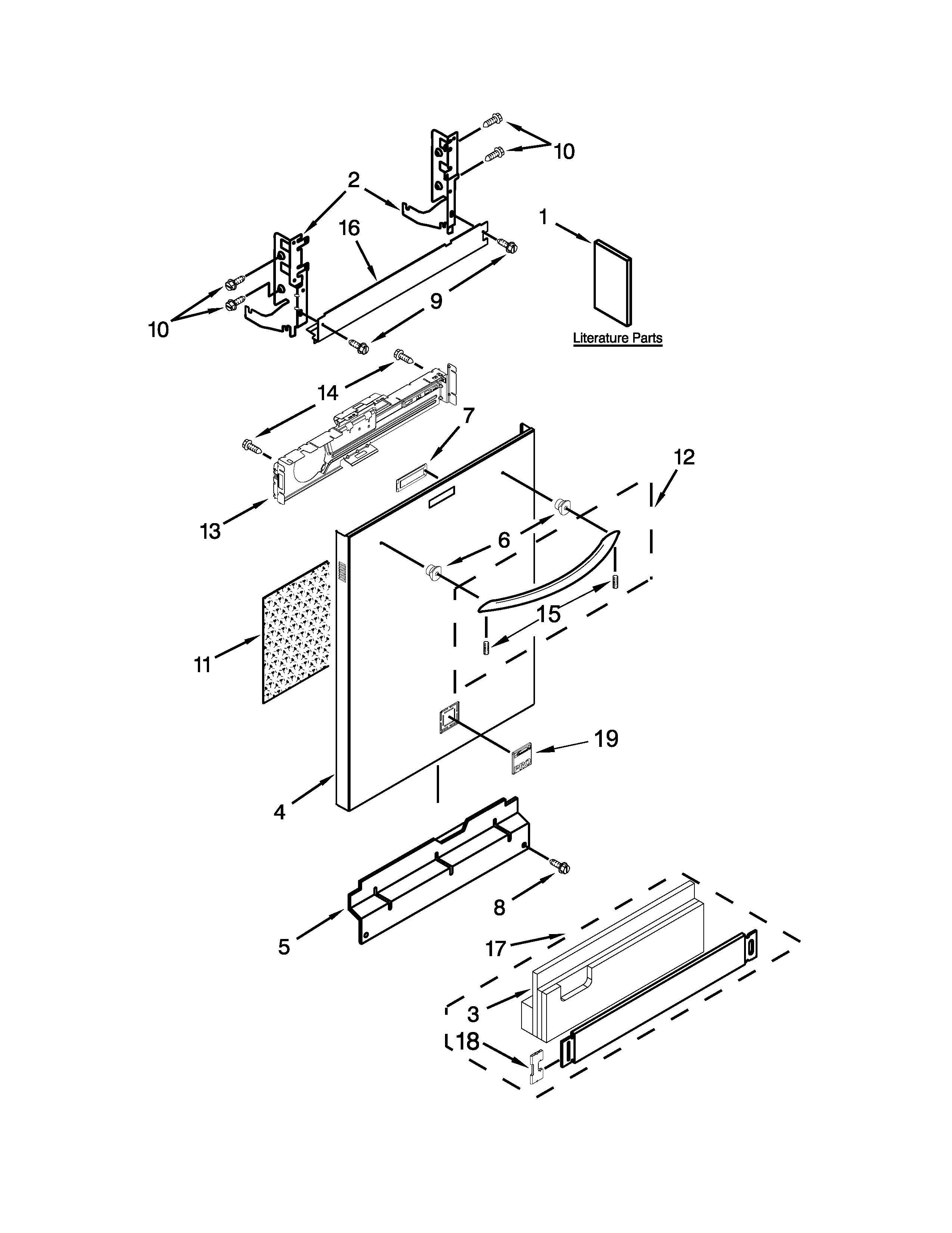 Kenmore Elite 66512789K313 door panel parts diagram