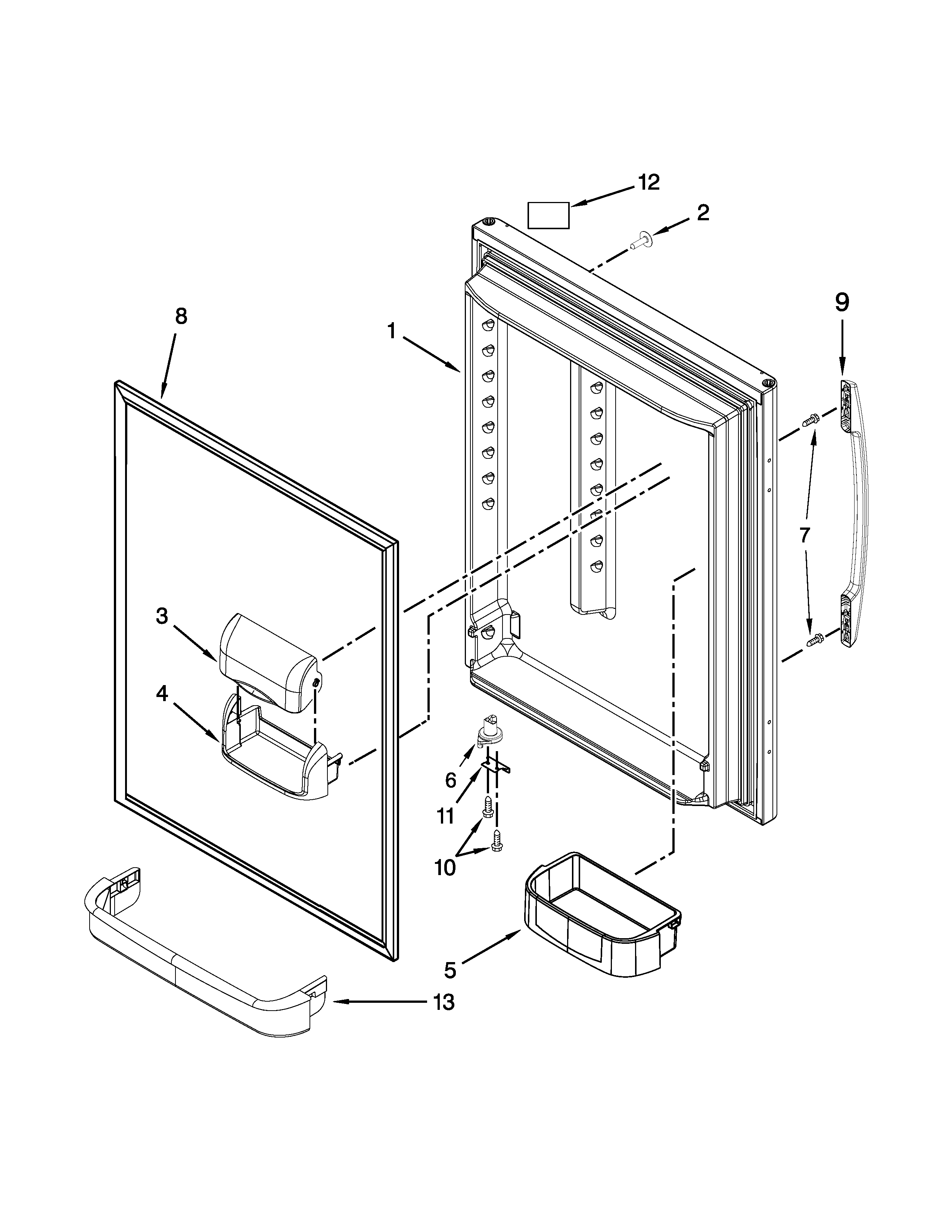 Kenmore 59679313510 refrigerator door parts diagram