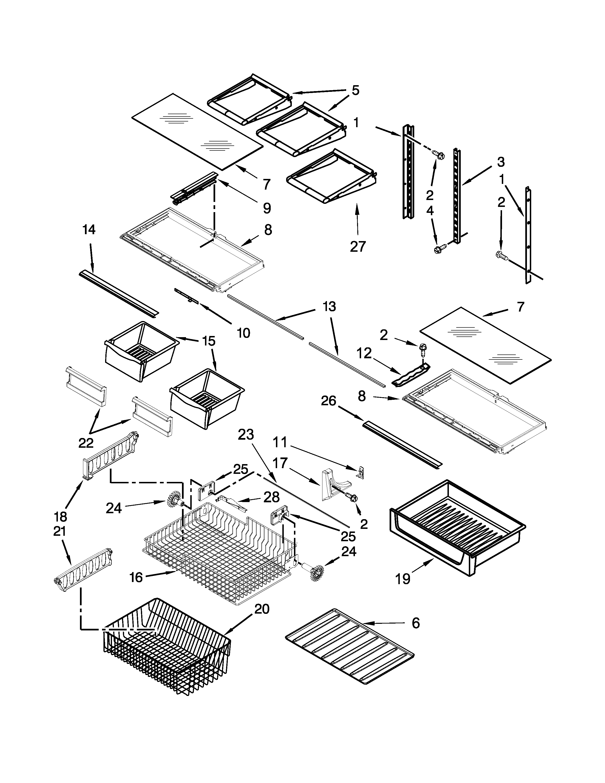 Kenmore 59679313510 shelf parts diagram