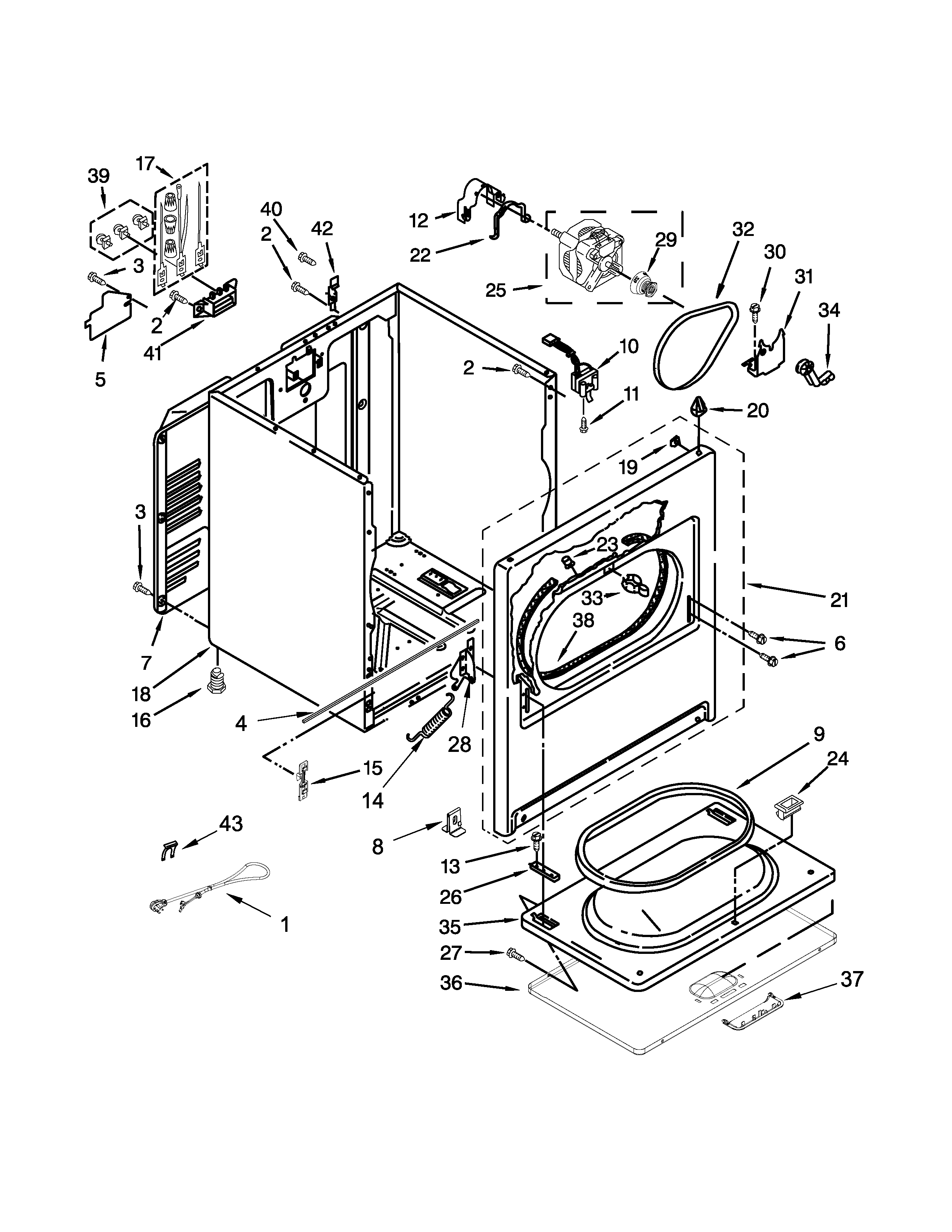 Kenmore 110C65132411 cabinet parts diagram
