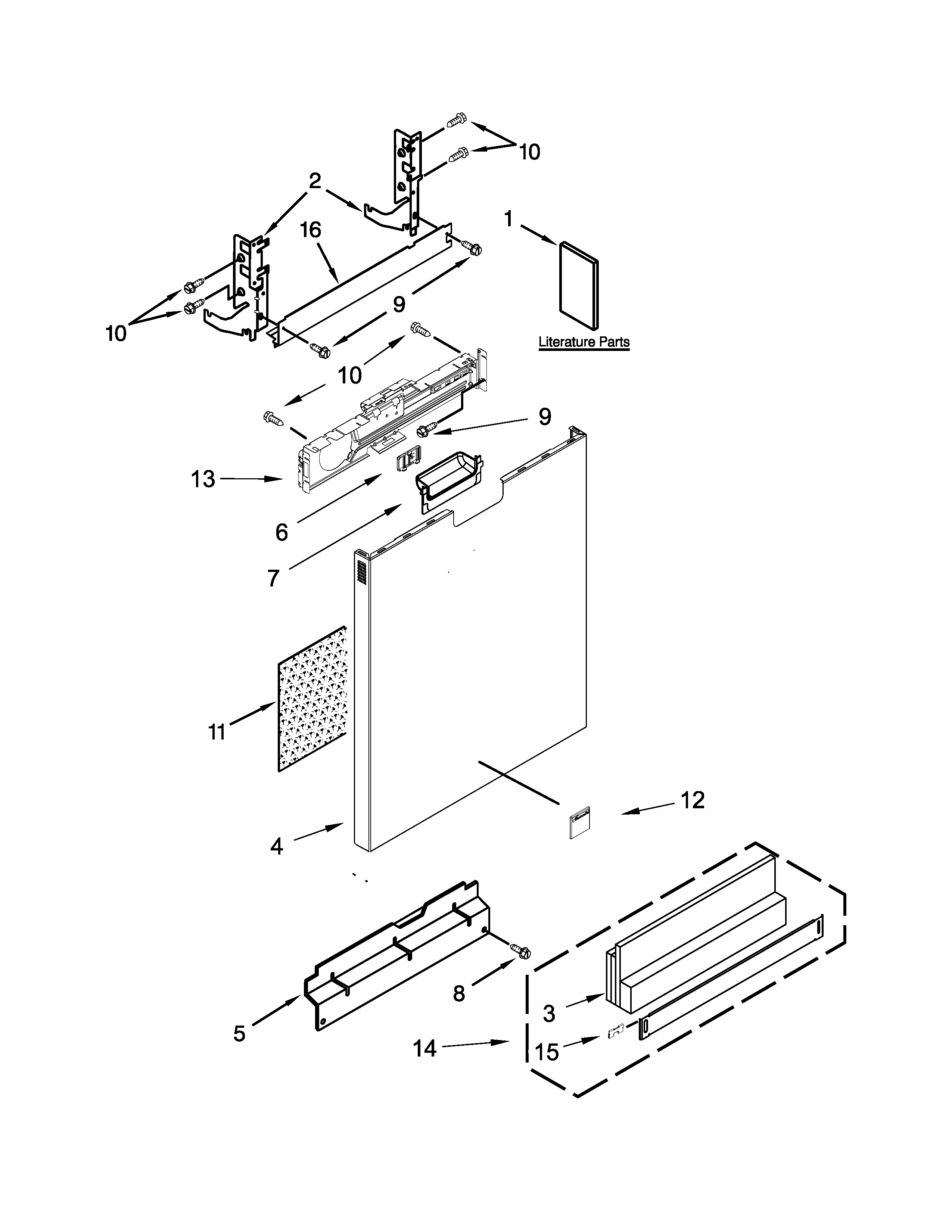 Kenmore Elite 66514743N510 door panel parts diagram