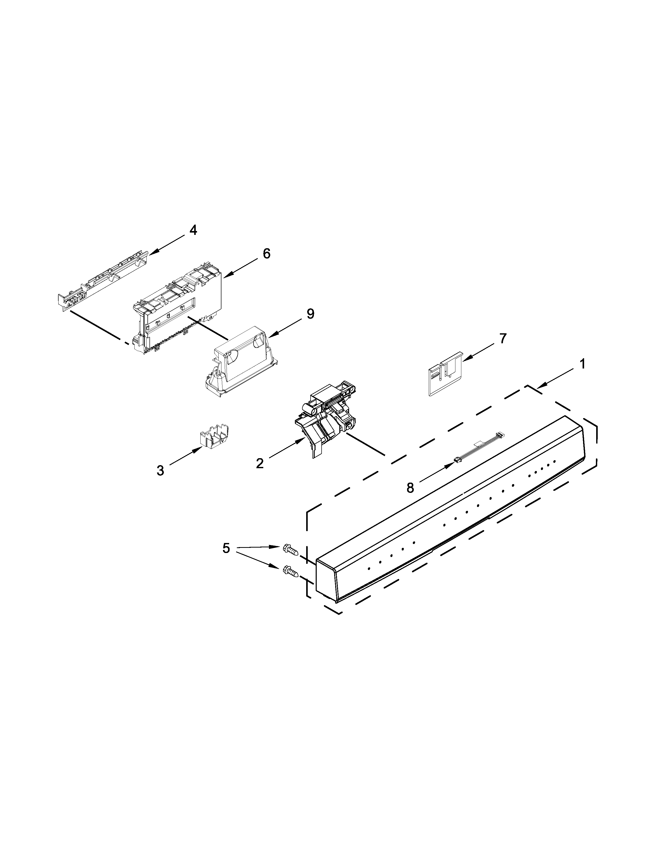 Kenmore Elite 66514743N510 control panel and latch parts diagram