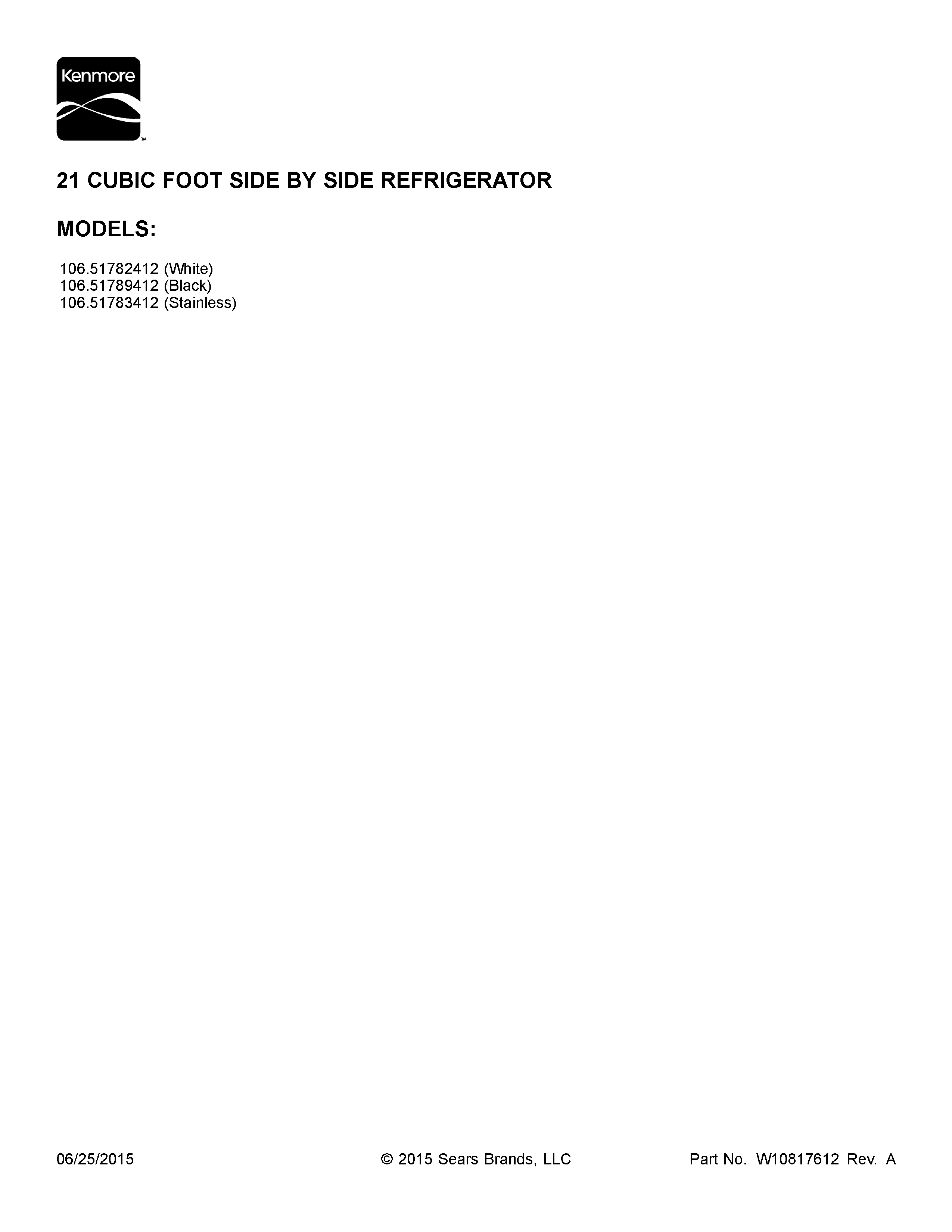 Kenmore 10651782412 cover sheet diagram