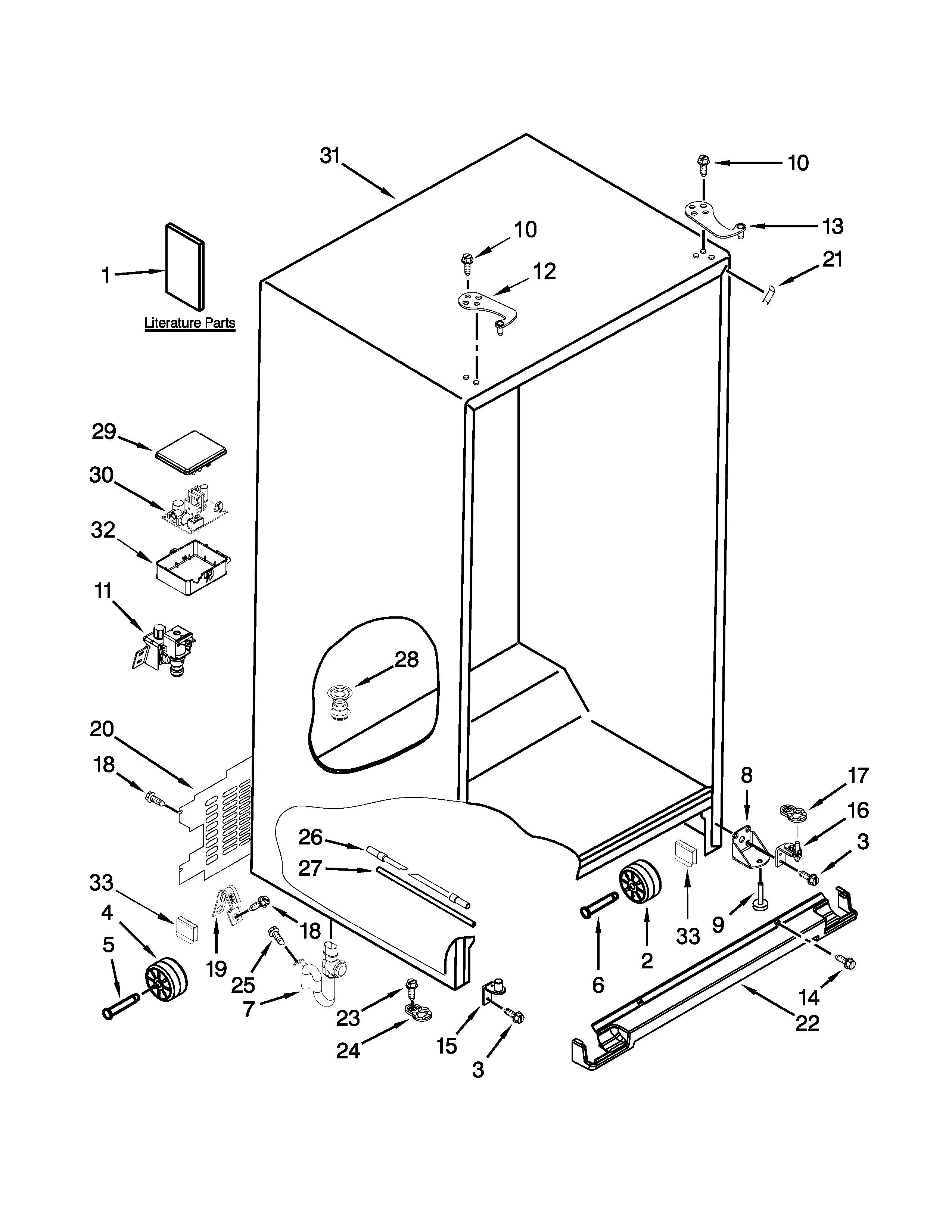 Kenmore 10651782412 cabinet parts diagram