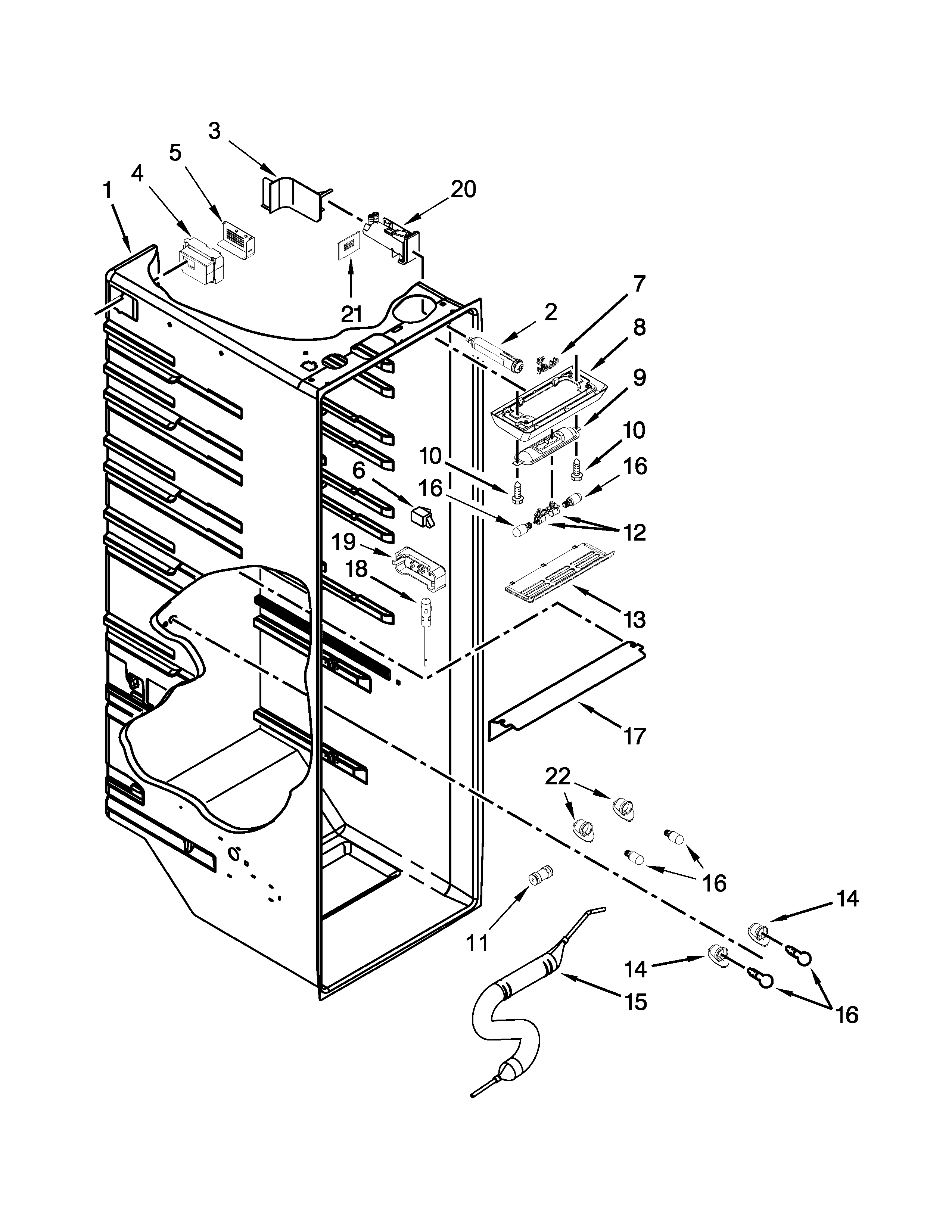 Kenmore 10651782412 refrigerator liner parts diagram