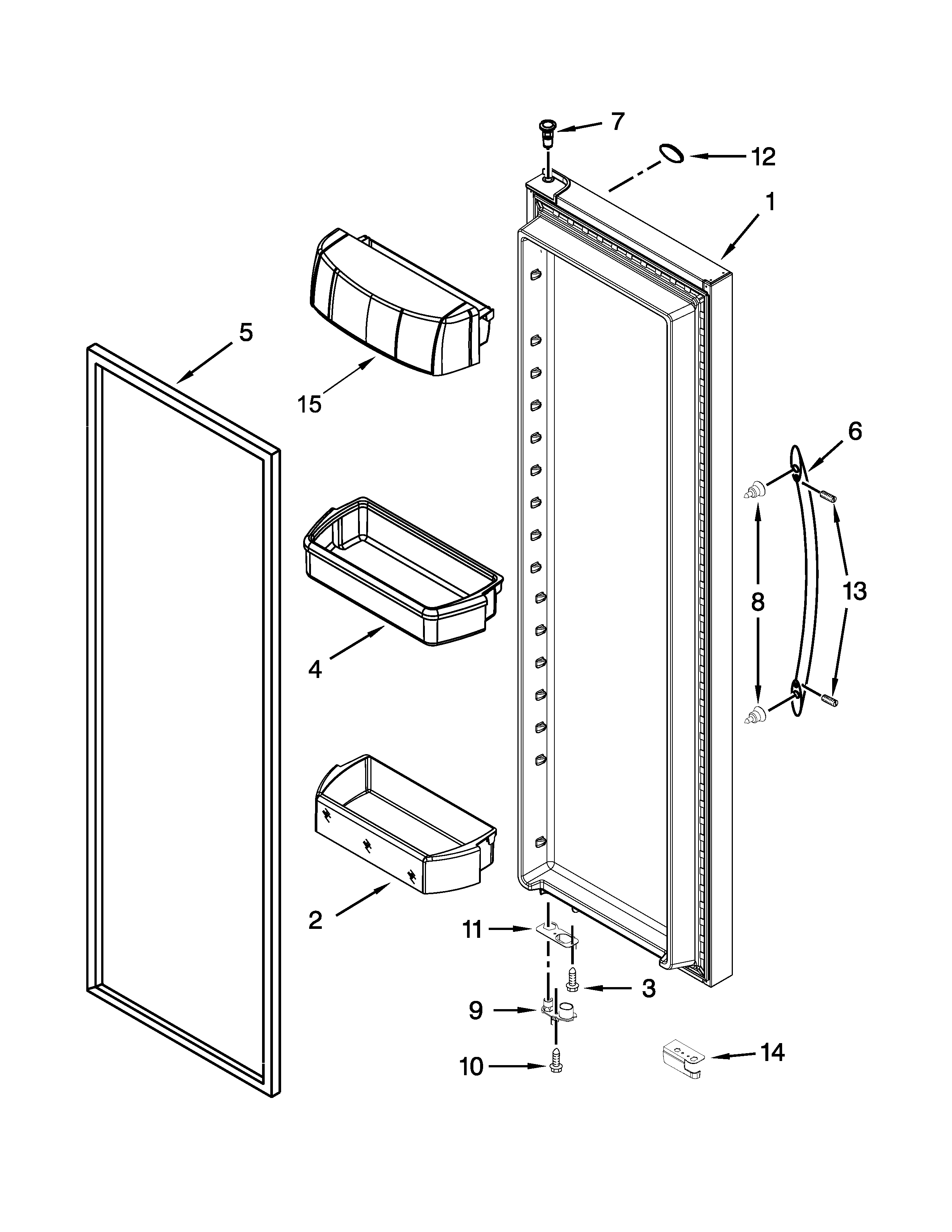 Kenmore 10651782412 refrigerator door parts diagram
