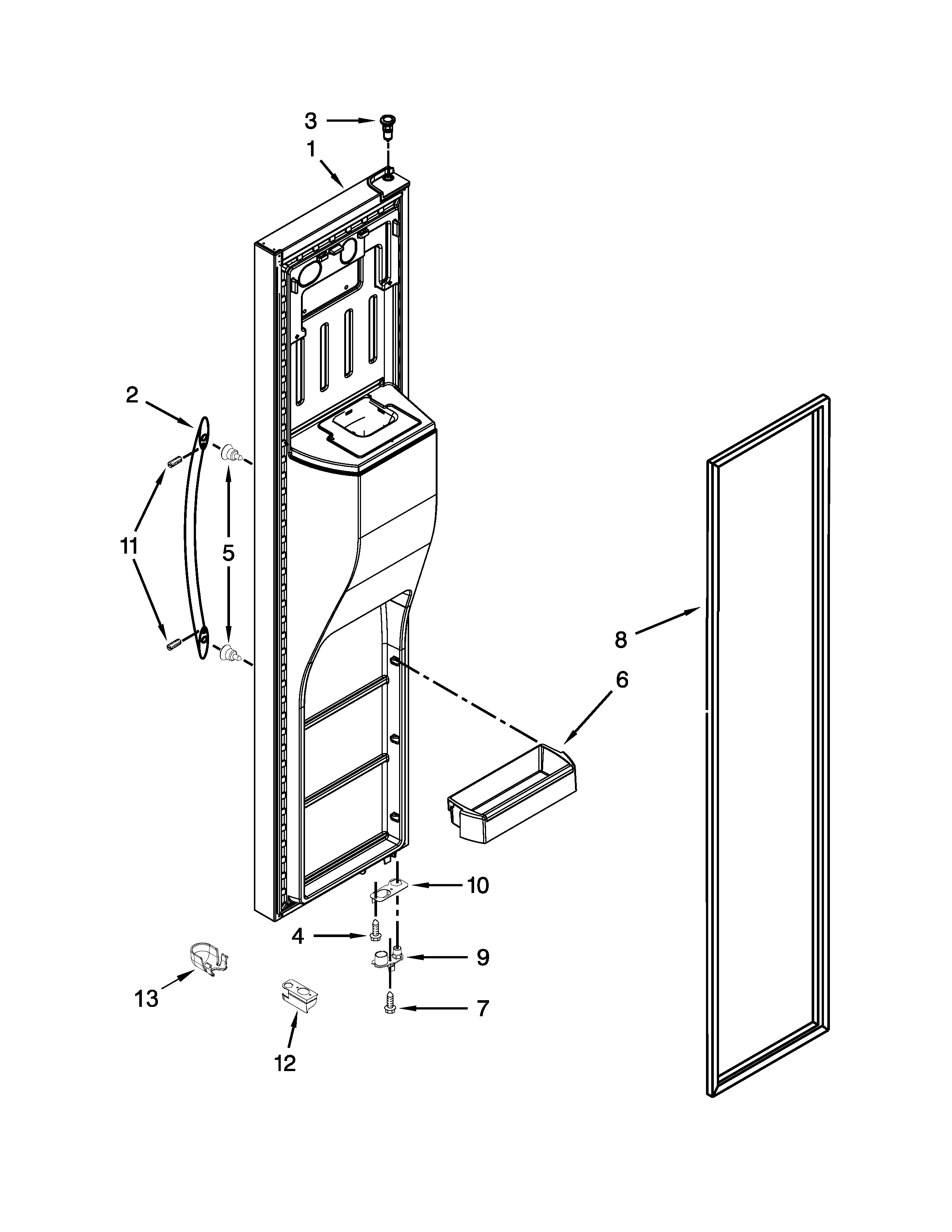 Kenmore 10651782412 freezer door parts diagram